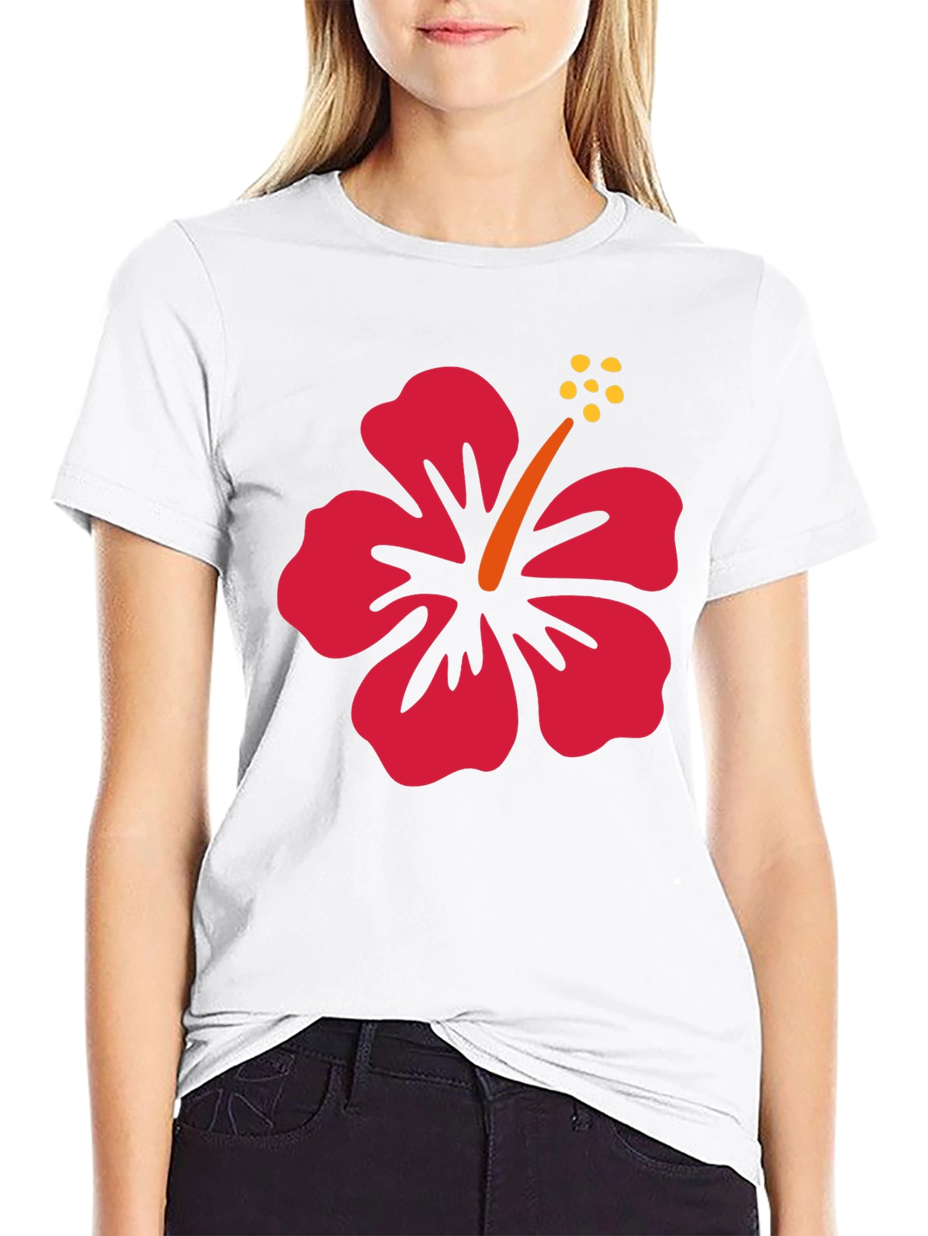 Hibiscus Flower Graphic Tee - Black Casual Shirt