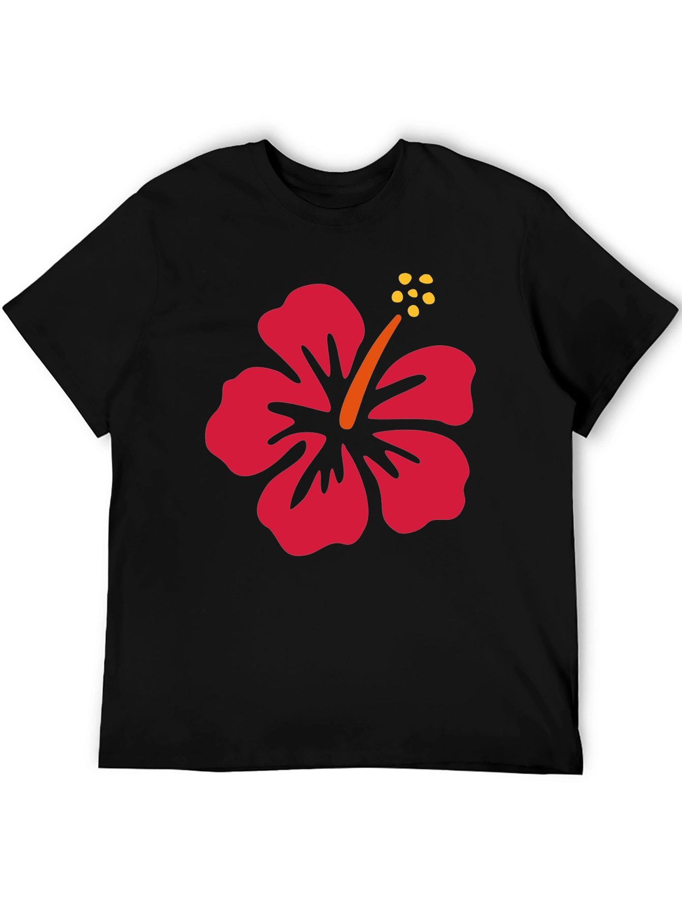 Hibiscus Flower Graphic Tee - Black Casual Shirt