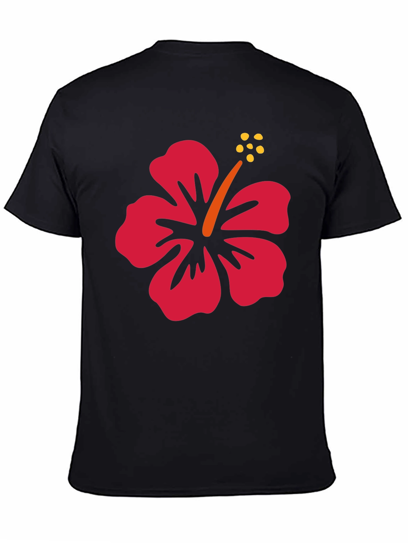 Hibiscus Flower Graphic Tee - Black Casual Shirt