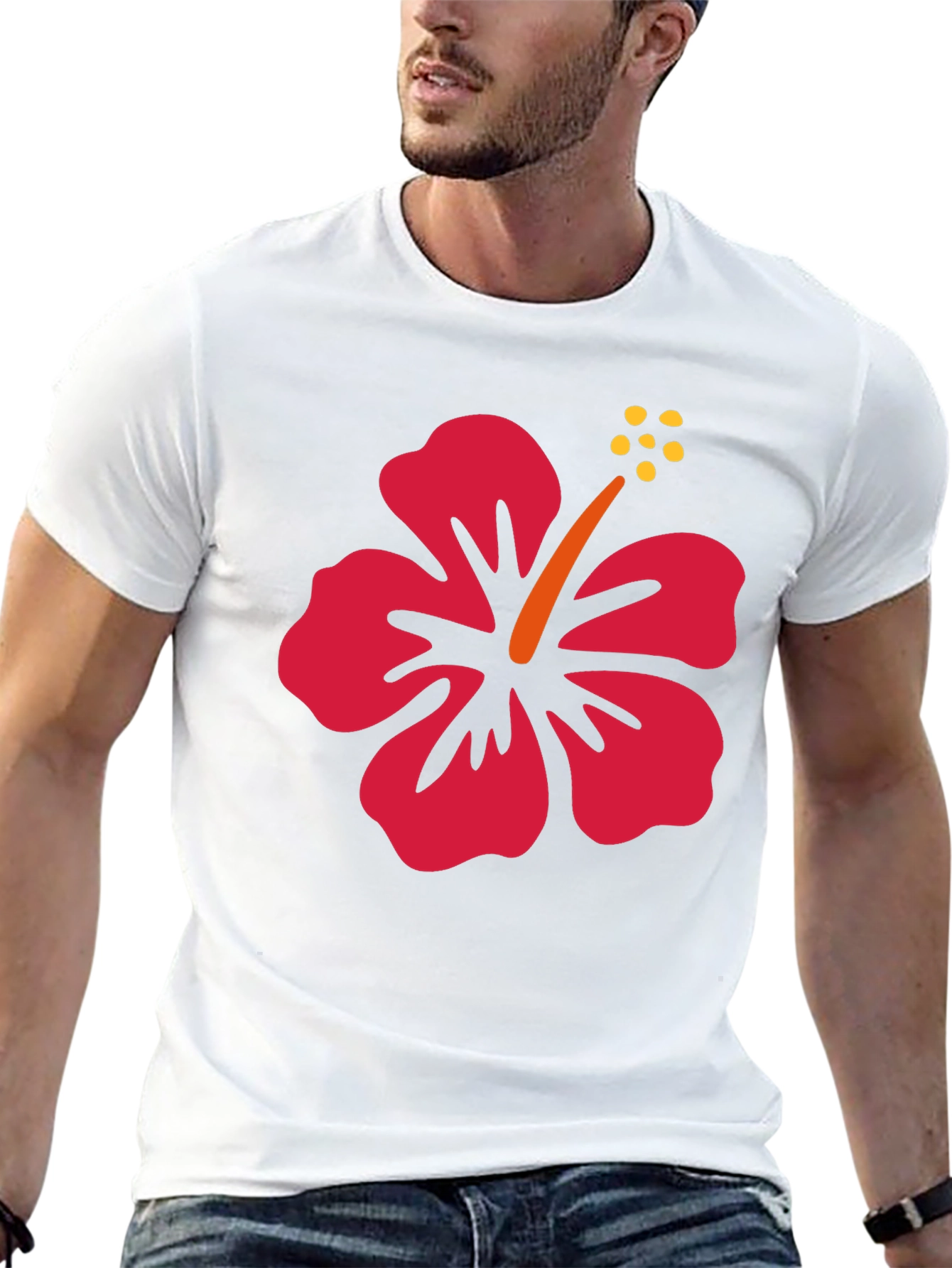 Hibiscus Flower Graphic Tee - Black Casual Shirt