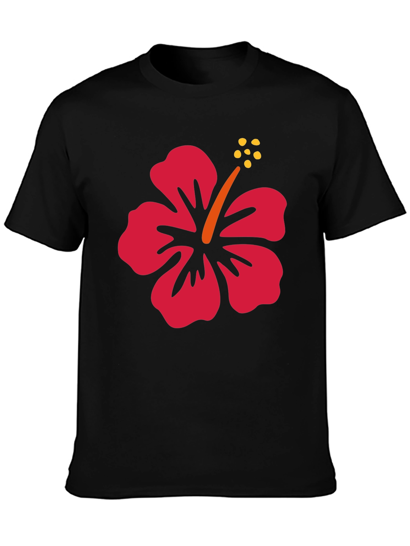 Hibiscus Flower Graphic Tee - Black Casual Shirt