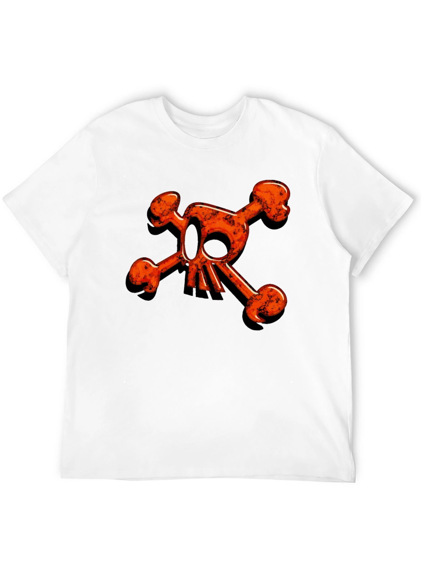 Edgy Orange Skull & Crossbones Graphic Black Tee