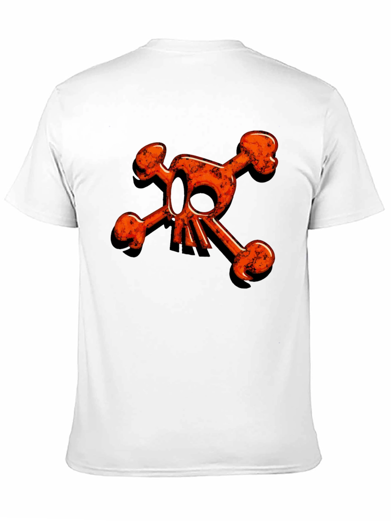 Edgy Orange Skull & Crossbones Graphic Black Tee
