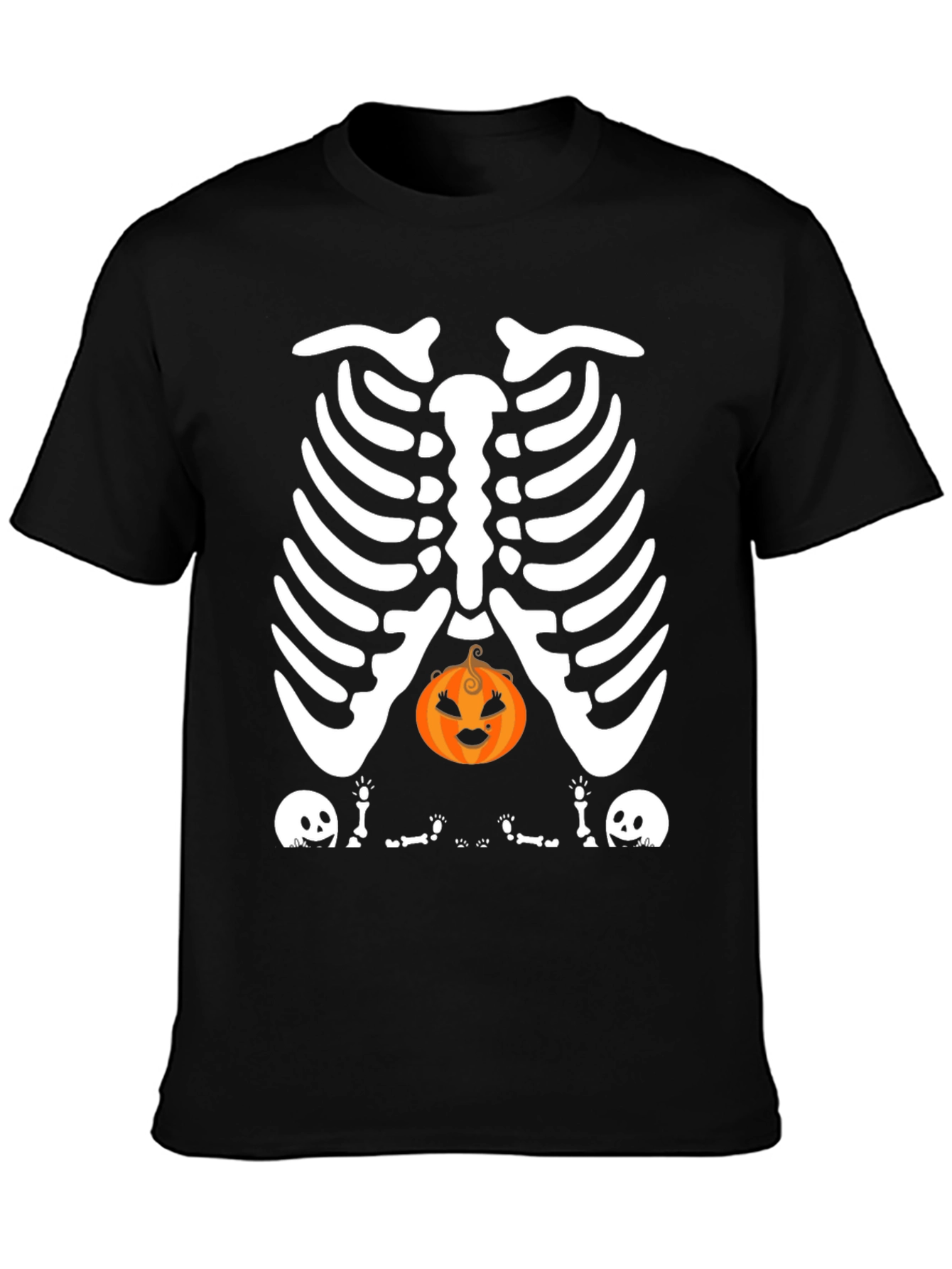 Halloween Skeleton Rib Pumpkin Graphic Tee