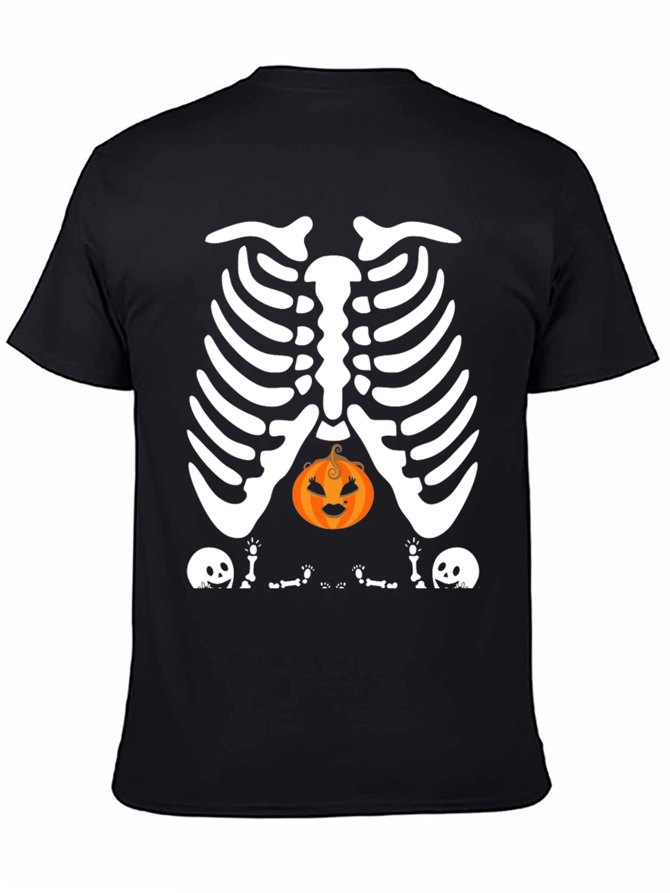 Halloween Skeleton Rib Pumpkin Graphic Tee