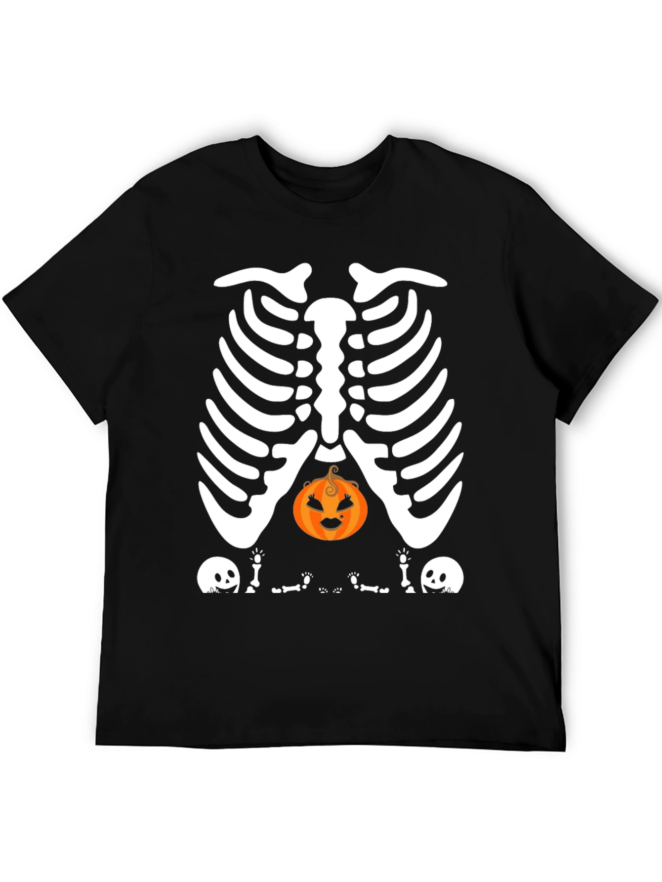 Halloween Skeleton Rib Pumpkin Graphic Tee