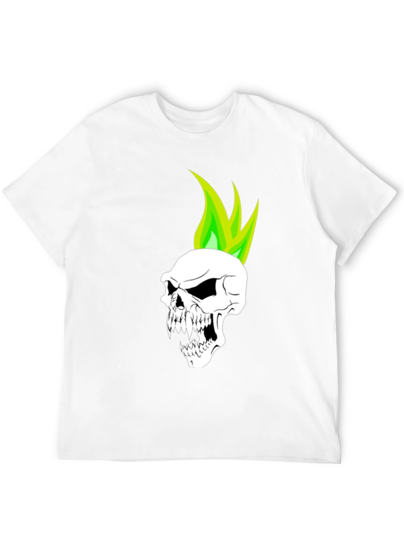 Skull with Green Flame T-Shirt - Graphic Tee