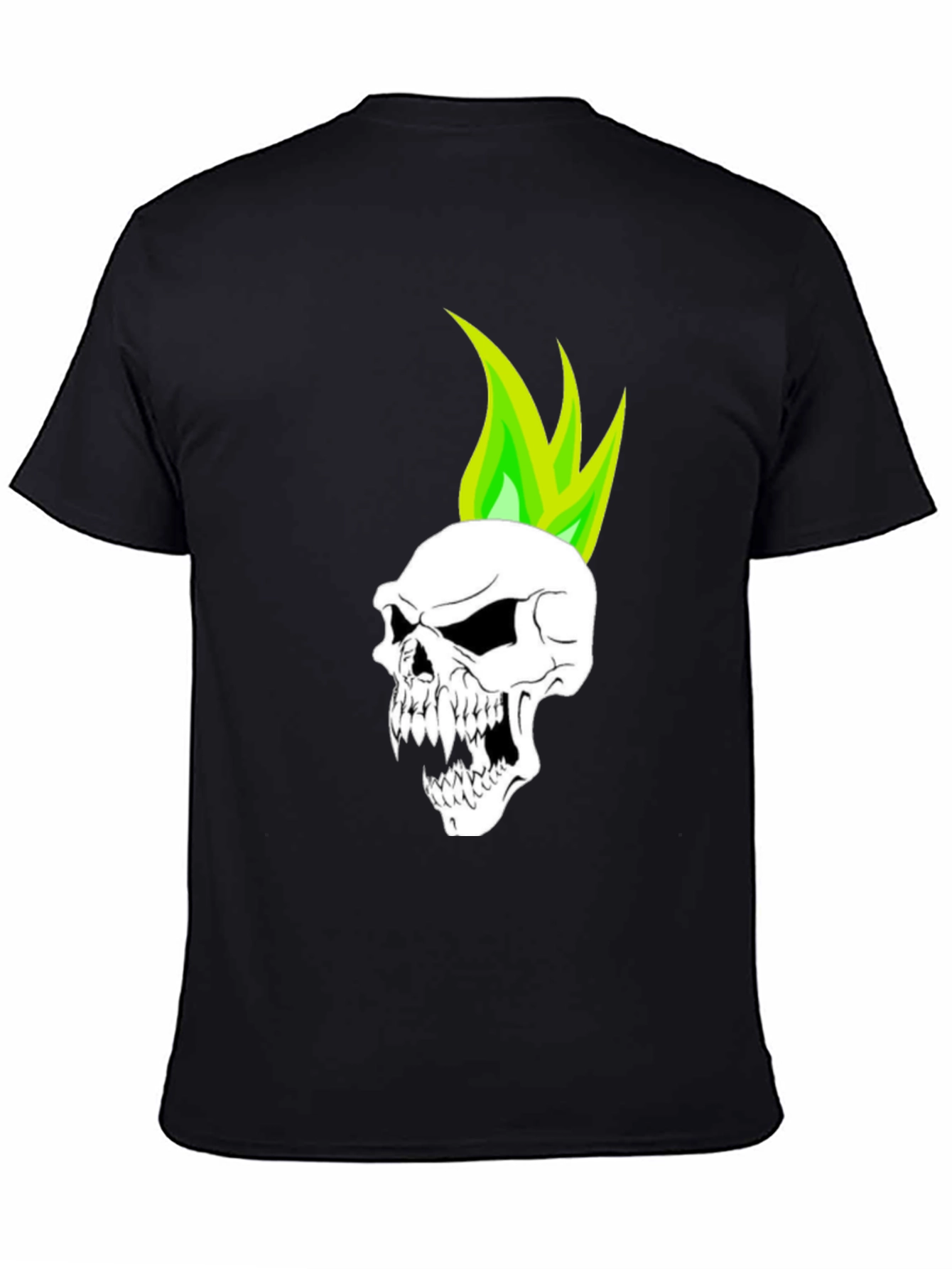 Skull with Green Flame T-Shirt - Graphic Tee