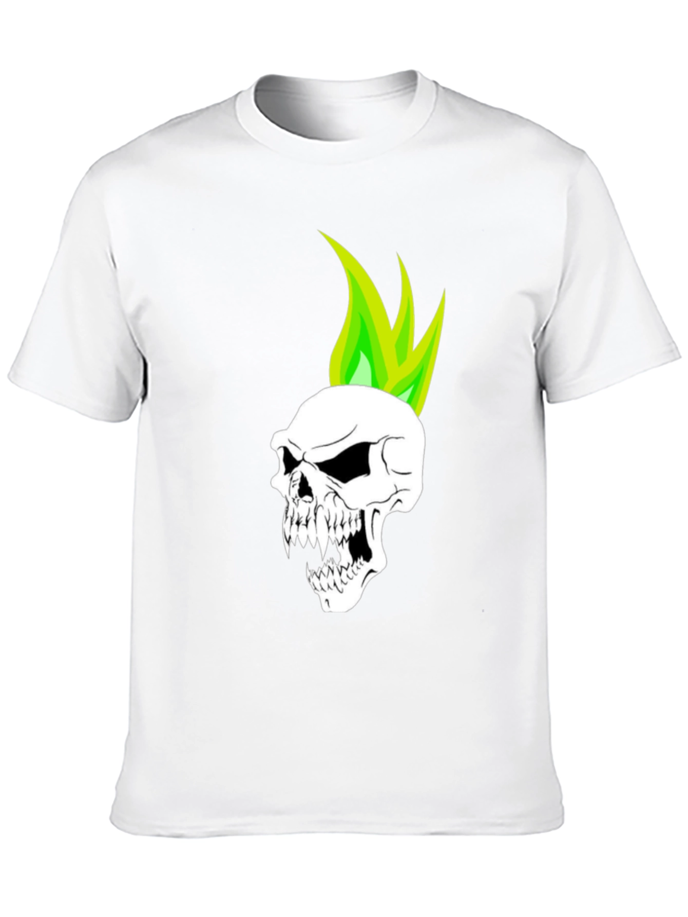 Skull with Green Flame T-Shirt - Graphic Tee