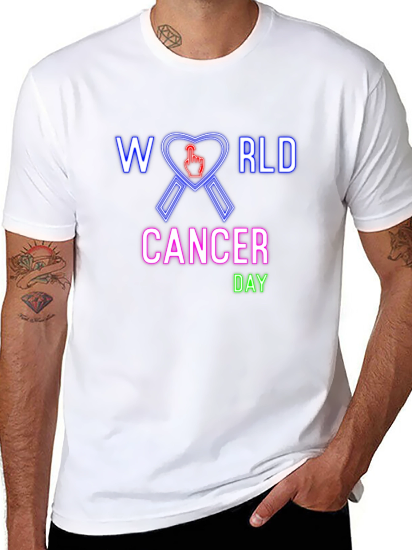 World Cancer Day T-Shirt - Awareness Ribbon Design