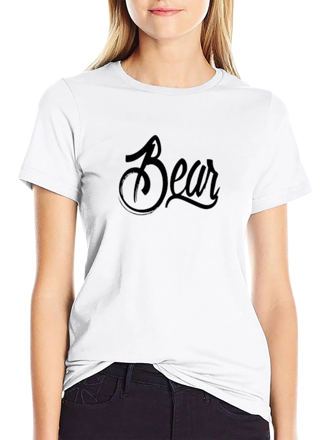 Bear Script Black T-Shirt - Casual Style