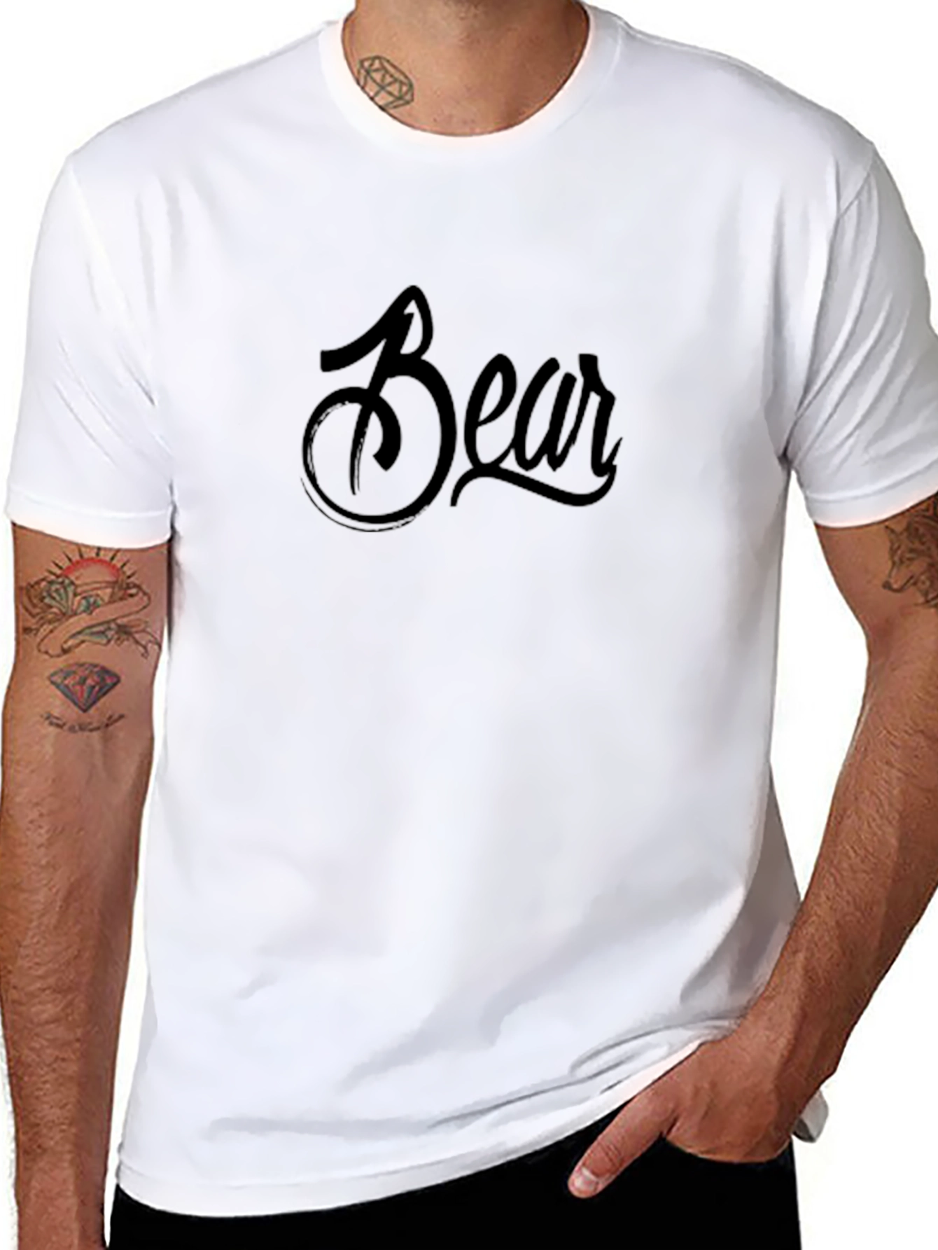 Bear Script Black T-Shirt - Casual Style
