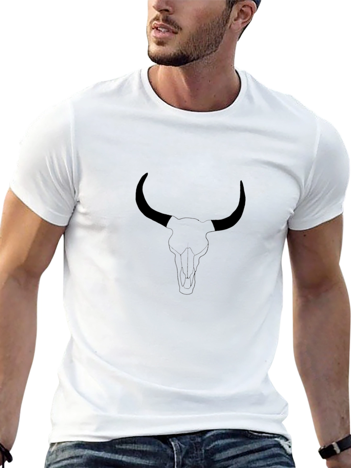 Bull Skull Graphic Tee - Black