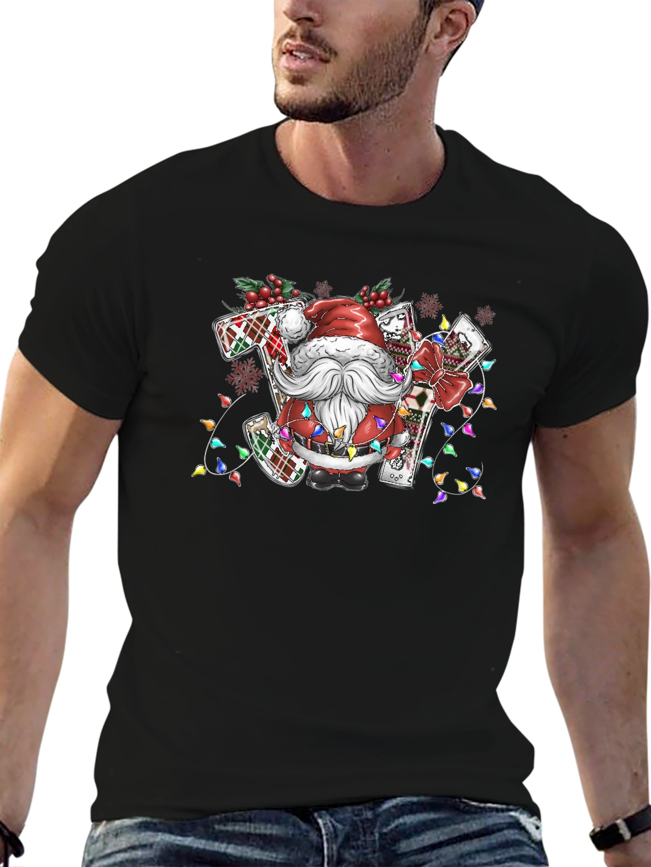 Santa JOY Christmas T-Shirt Holiday Tee
