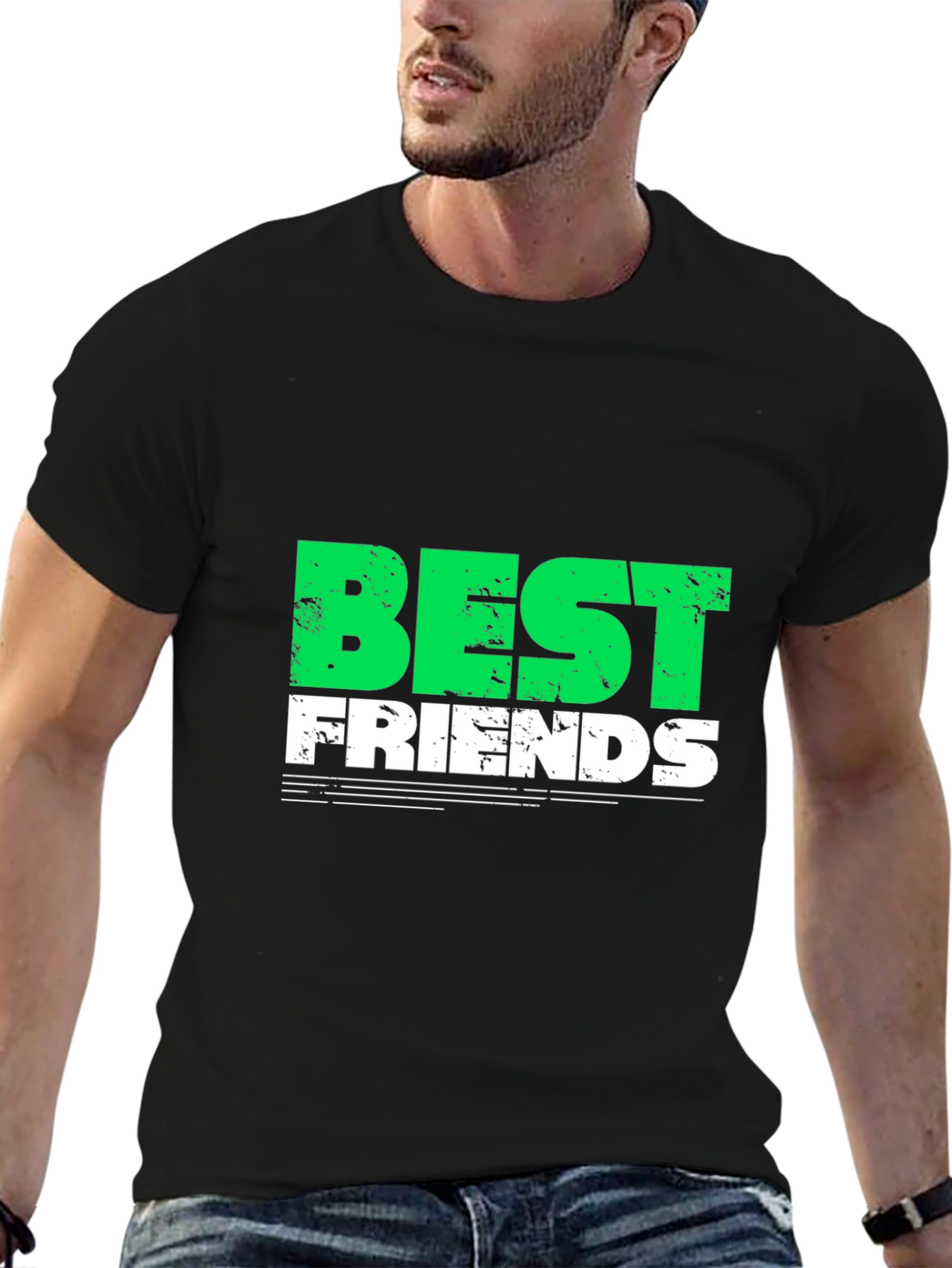 Best Friends Graphic T-Shirt - Trendy Crew Neck Tee