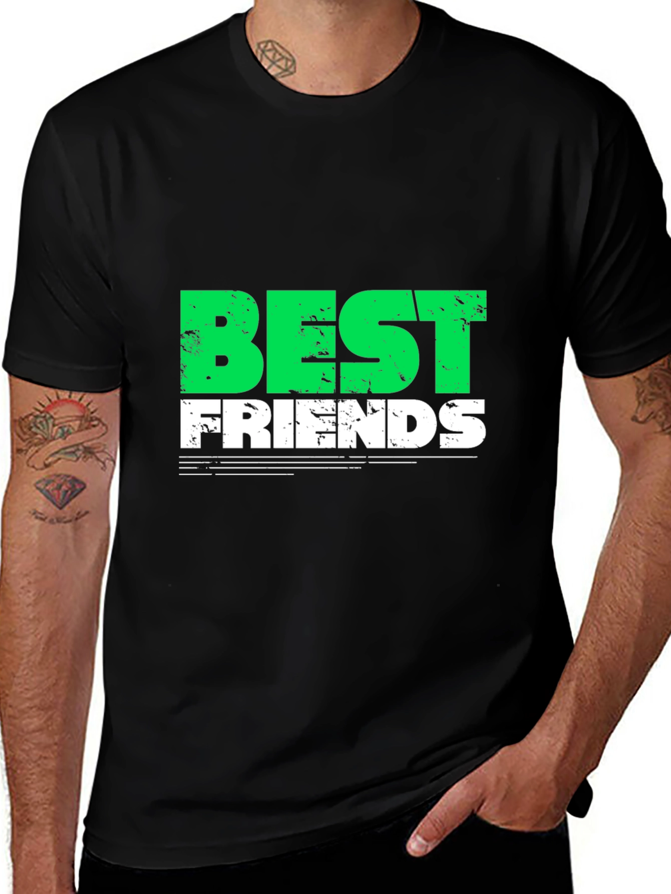 Best Friends Graphic T-Shirt - Trendy Crew Neck Tee