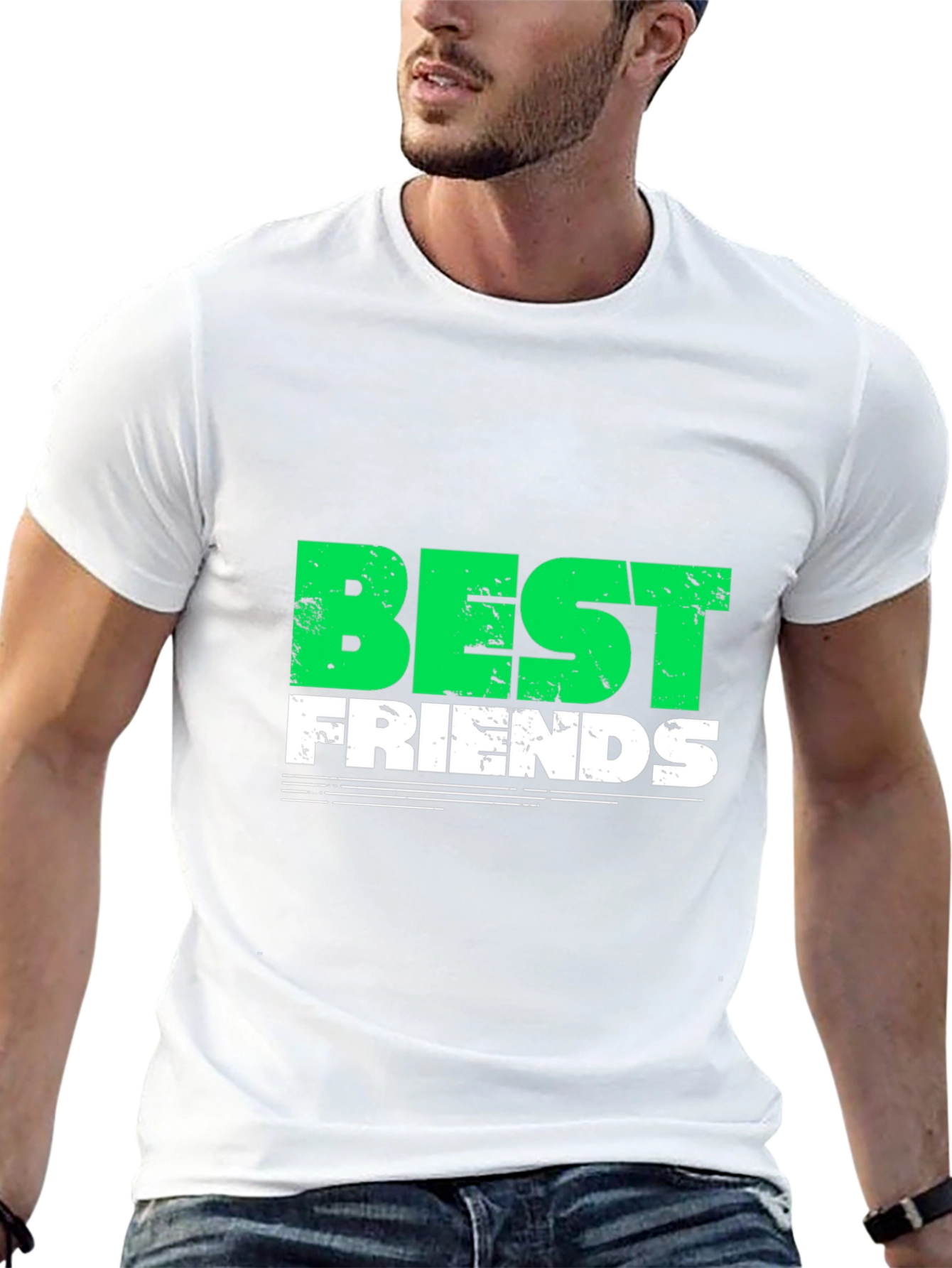 Best Friends Graphic T-Shirt - Trendy Crew Neck Tee