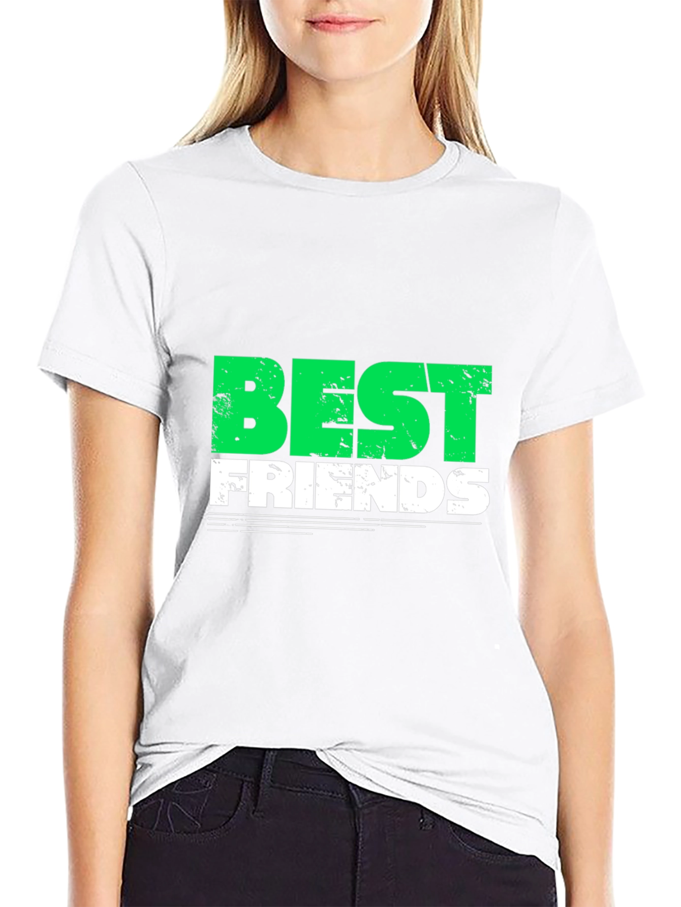 Best Friends Graphic T-Shirt - Trendy Crew Neck Tee
