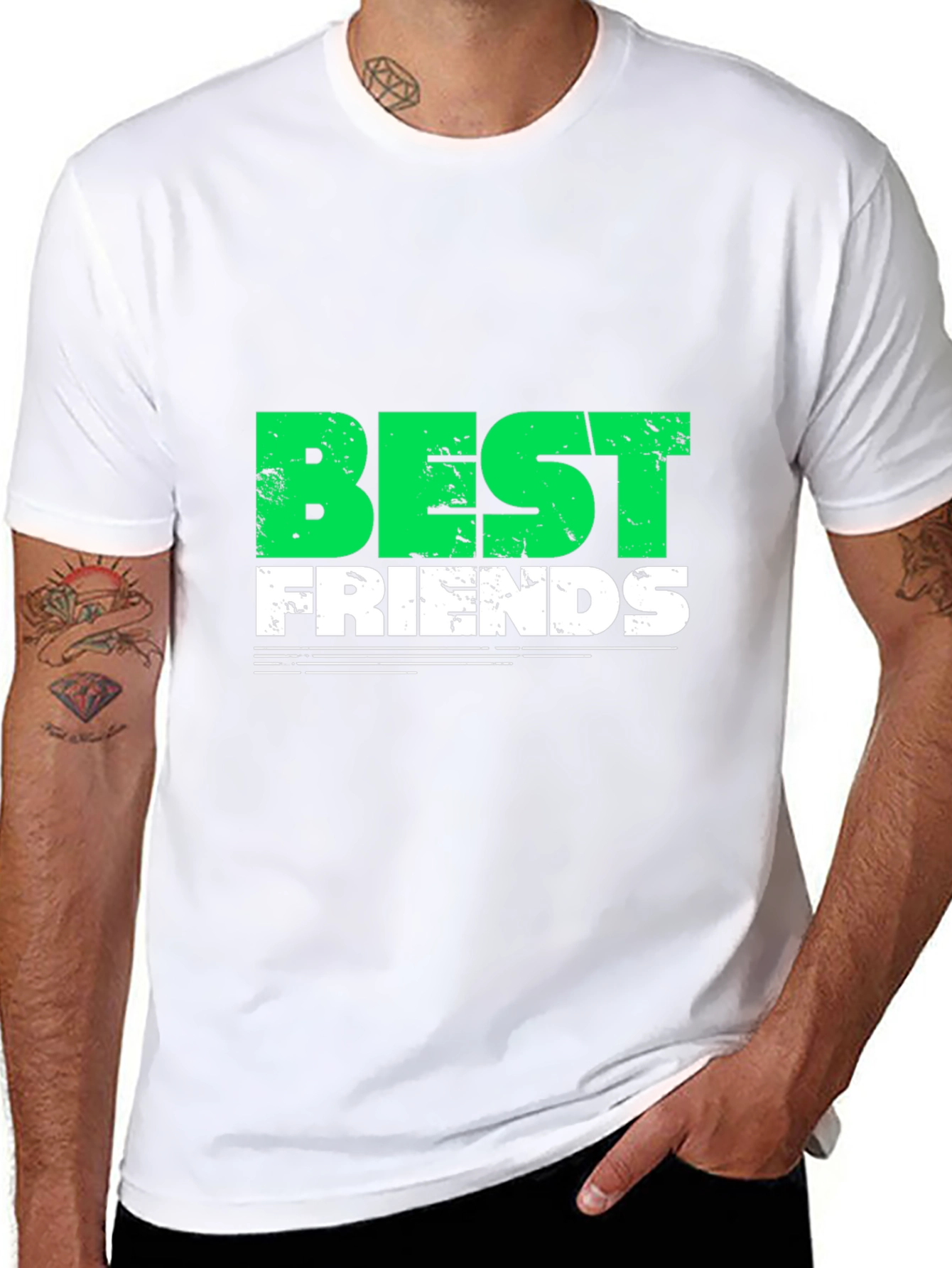 Best Friends Graphic T-Shirt - Trendy Crew Neck Tee
