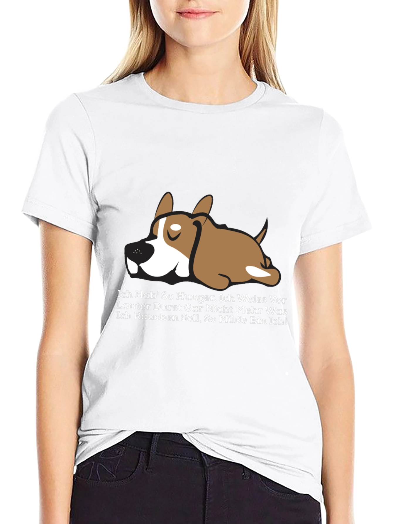 Lazy Dog Graphic Tee - Funny German Slogan T-Shirt