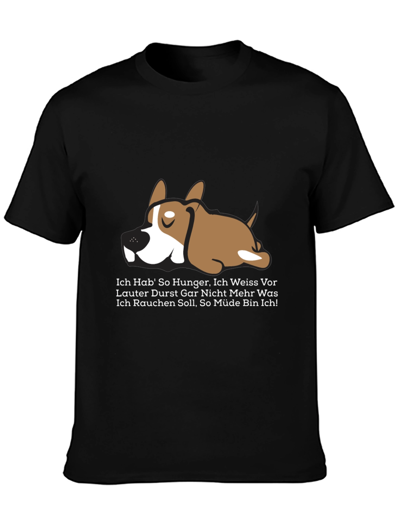 Lazy Dog Graphic Tee - Funny German Slogan T-Shirt