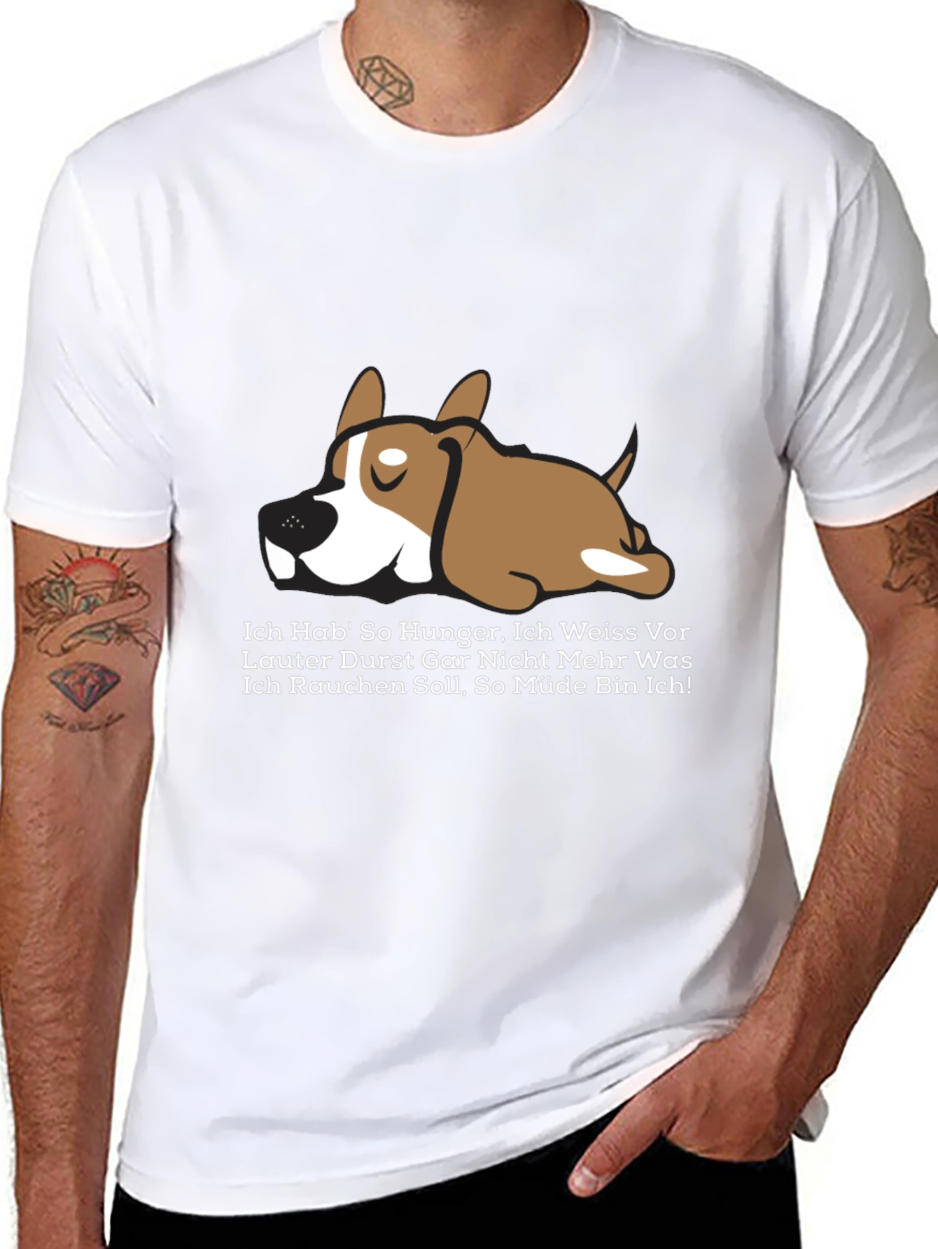 Lazy Dog Graphic Tee - Funny German Slogan T-Shirt
