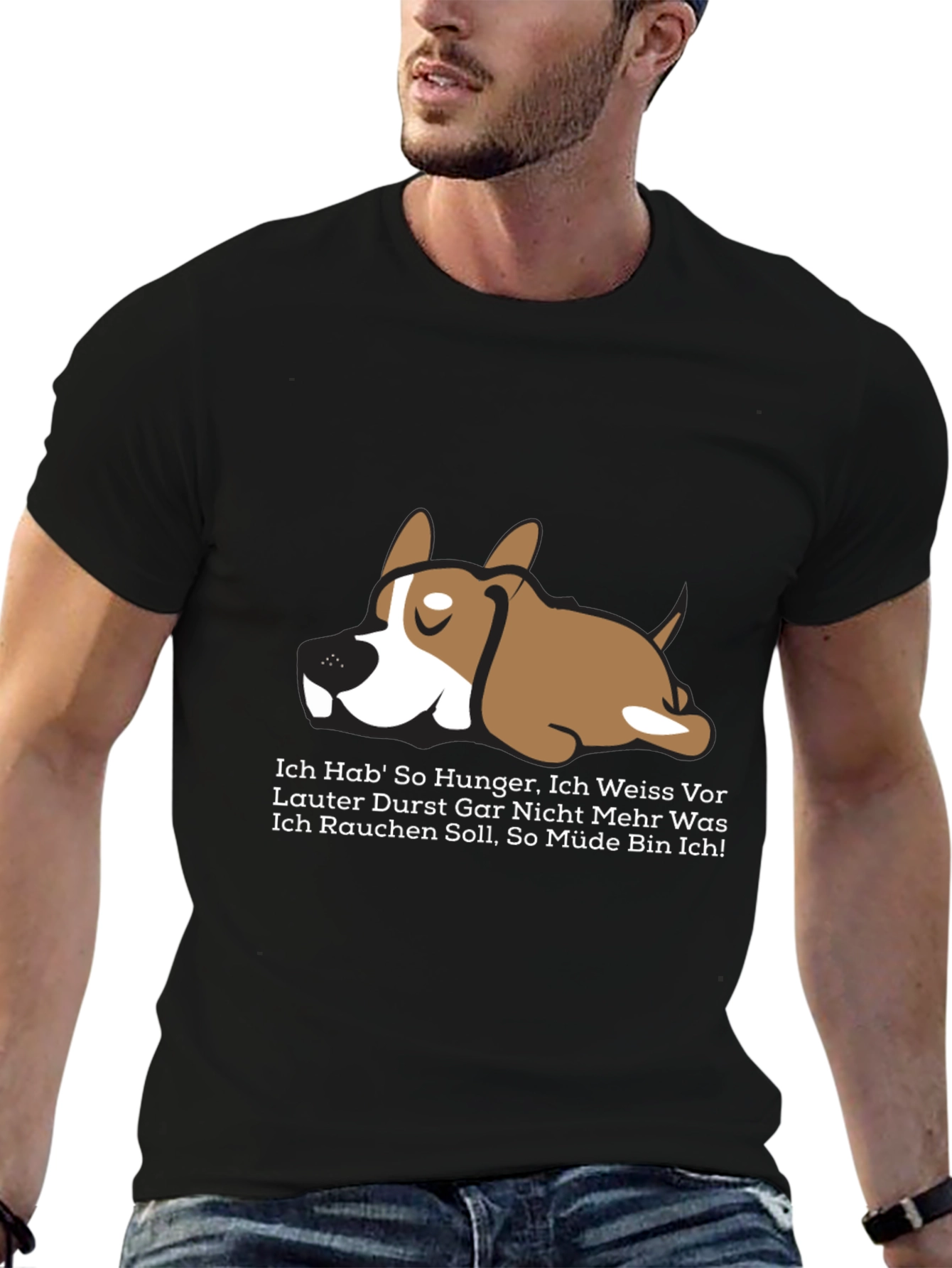 Lazy Dog Graphic Tee - Funny German Slogan T-Shirt