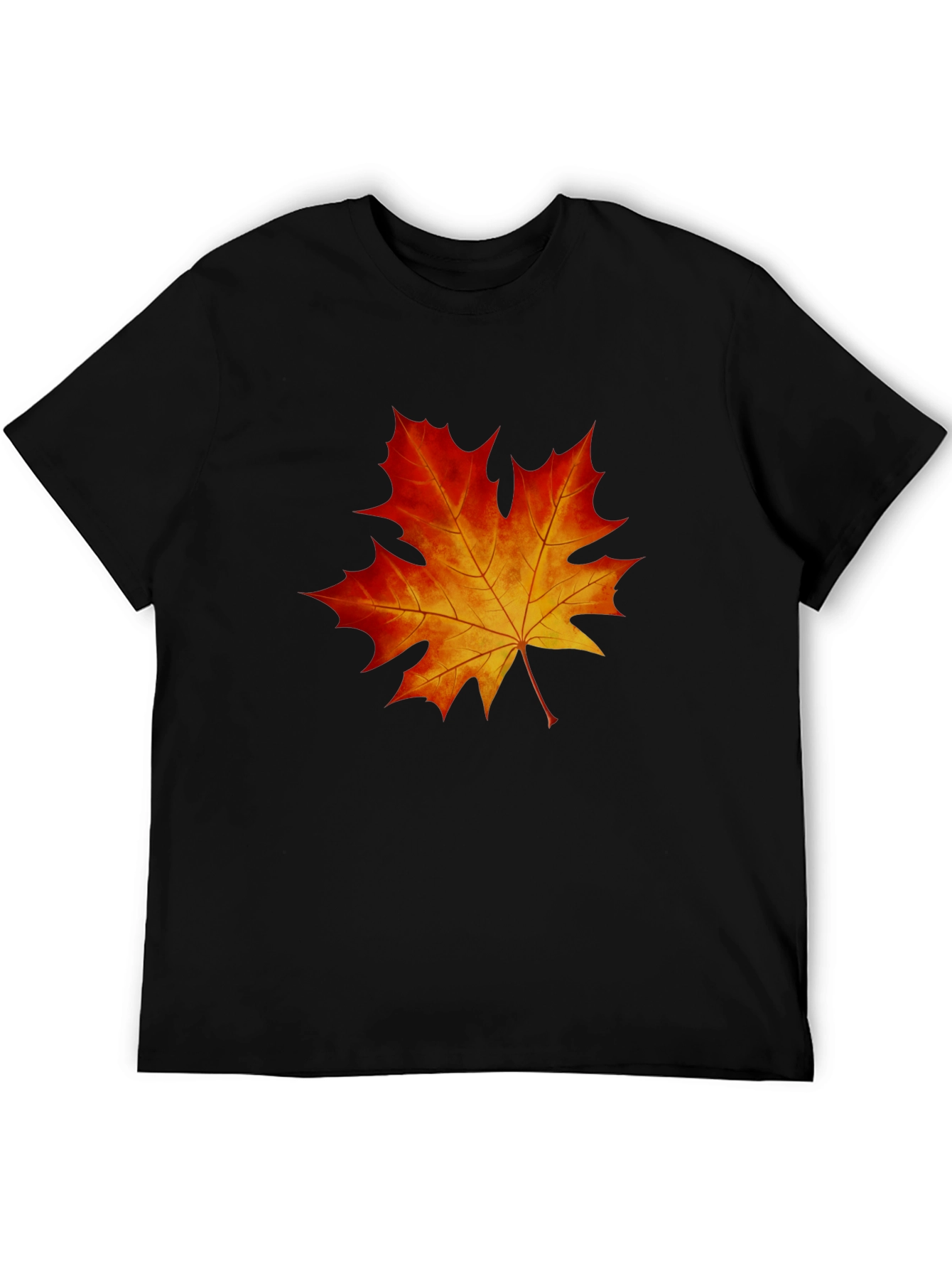 Maple Leaf Graphic Tee - Black Cotton Blend Shirt