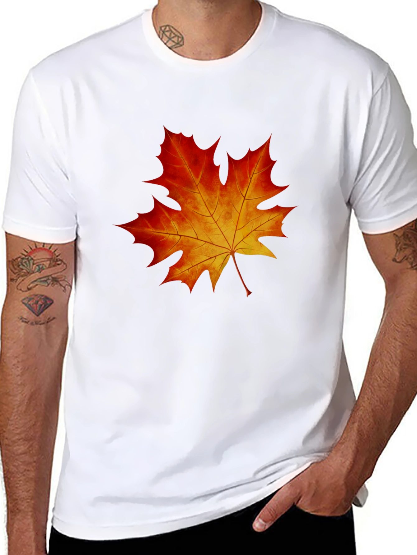Maple Leaf Graphic Tee - Black Cotton Blend Shirt