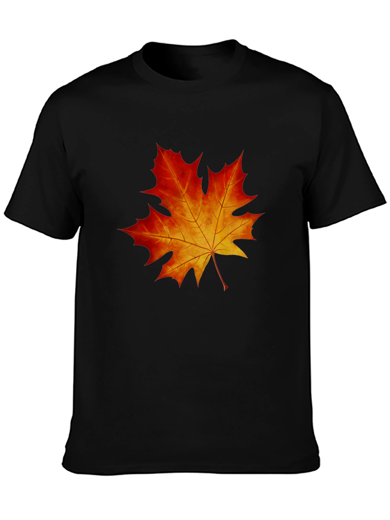 Maple Leaf Graphic Tee - Black Cotton Blend Shirt