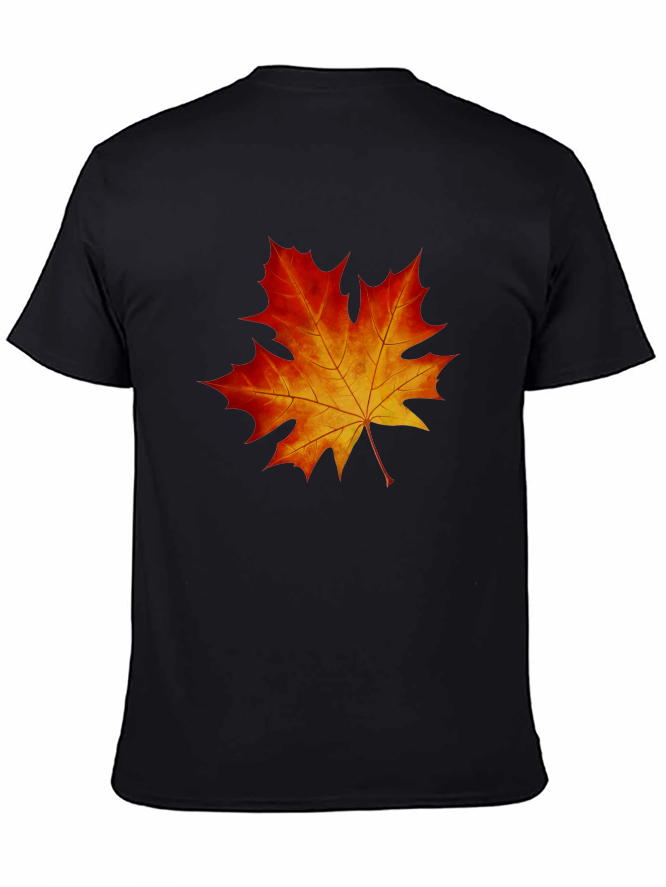 Maple Leaf Graphic Tee - Black Cotton Blend Shirt