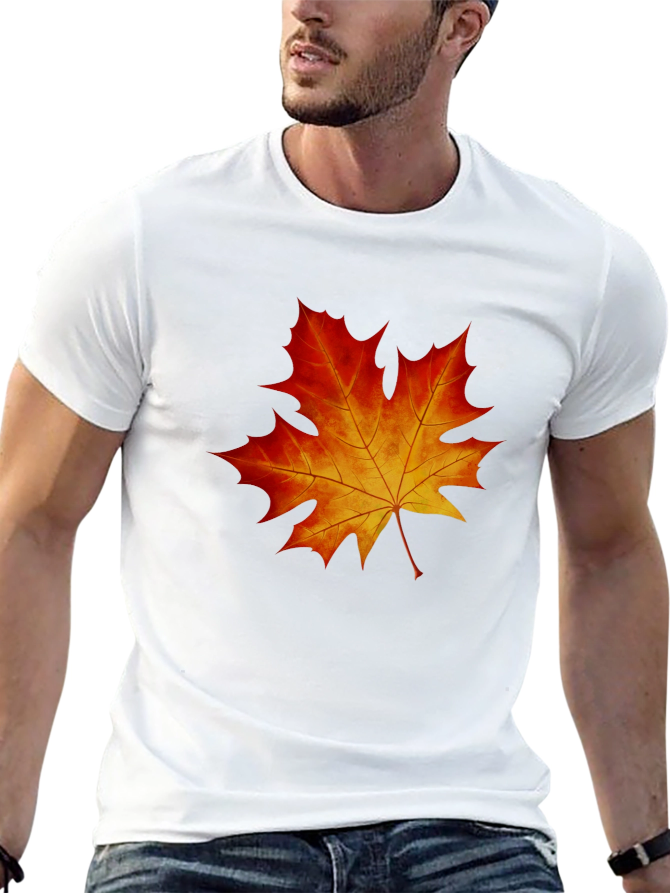 Maple Leaf Graphic Tee - Black Cotton Blend Shirt