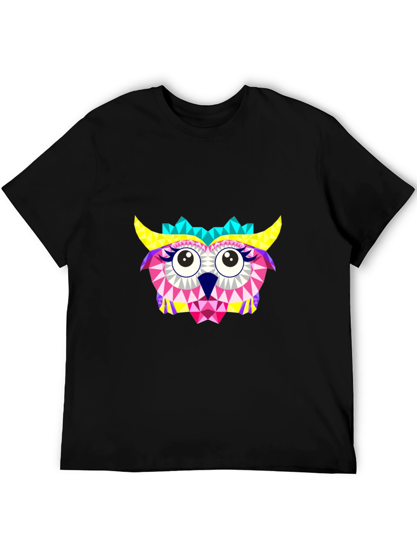 Geometric Owl Graphic Black T-Shirt