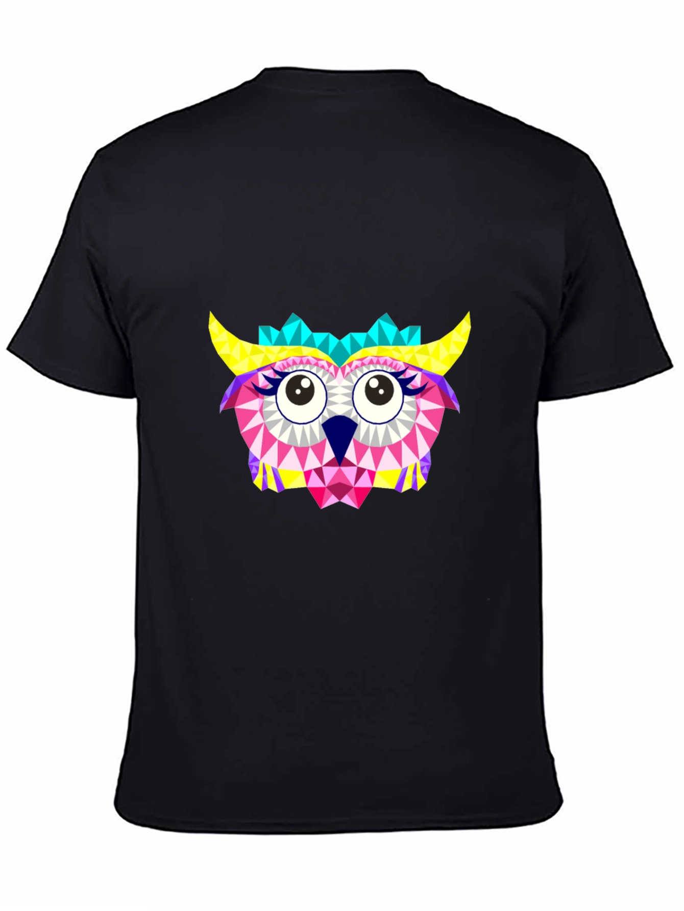 Geometric Owl Graphic Black T-Shirt