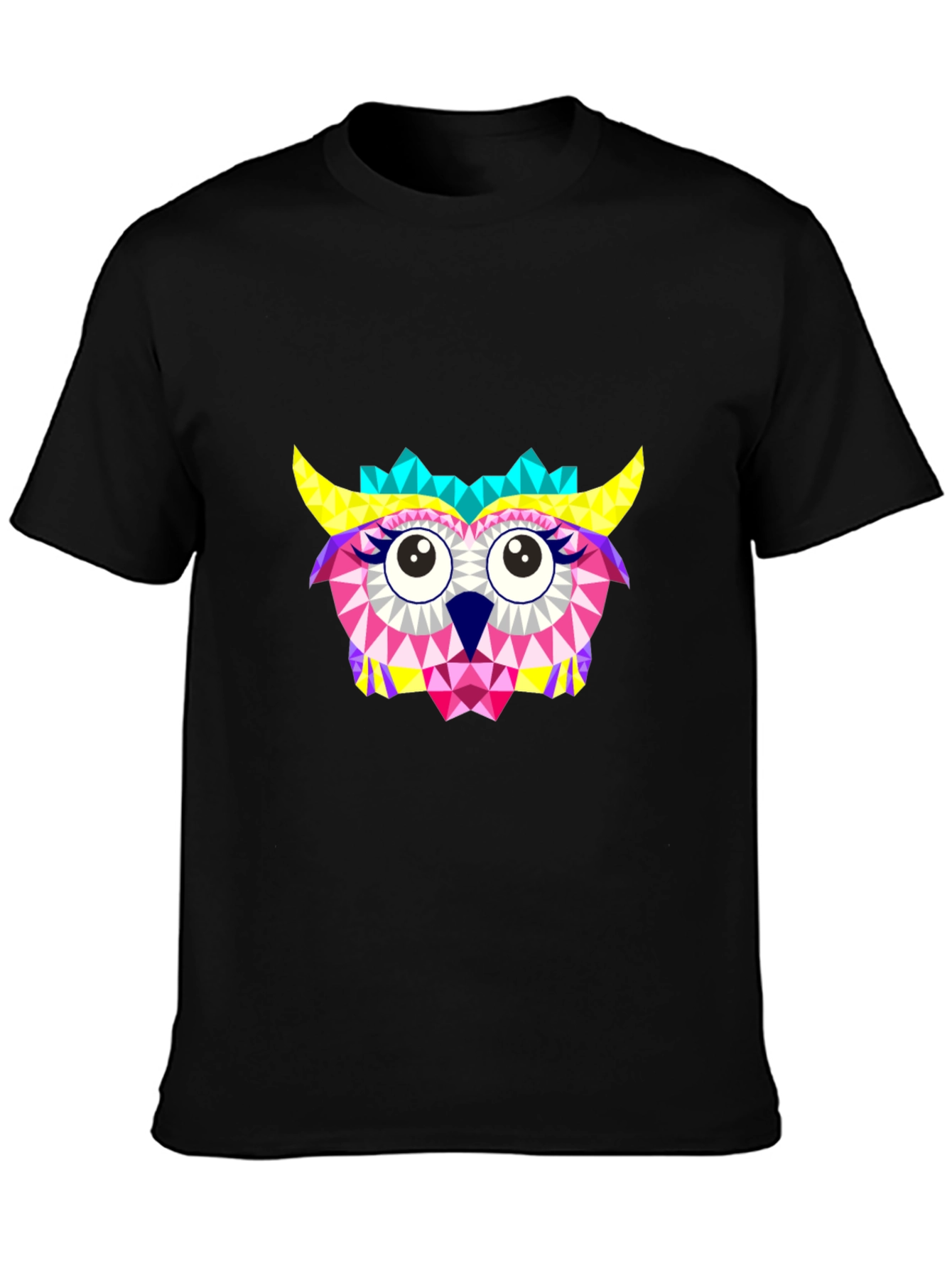Geometric Owl Graphic Black T-Shirt