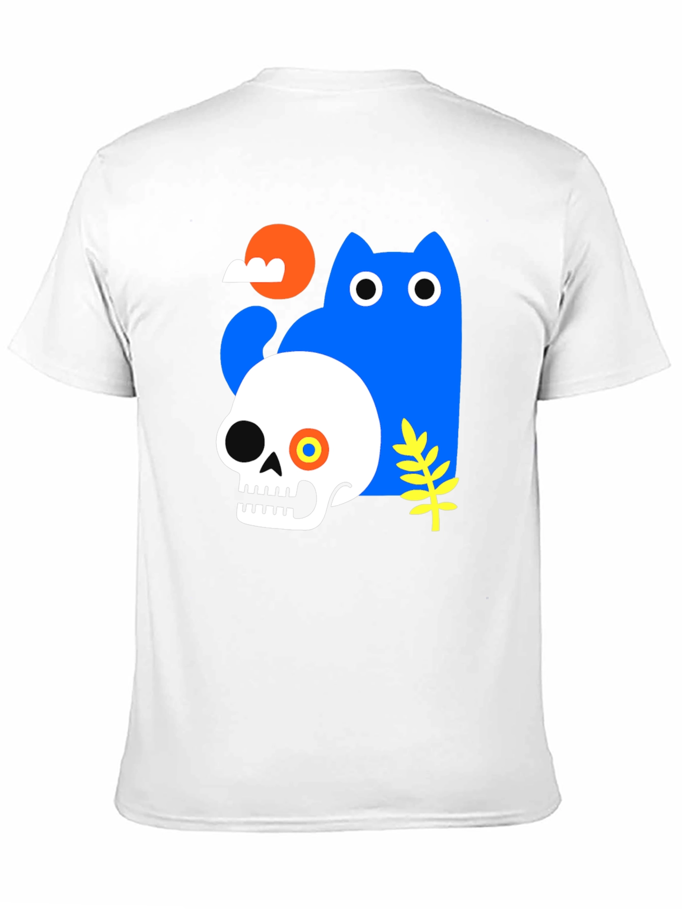 Skull & Cat Graphic Tee - Unique Print T-Shirt