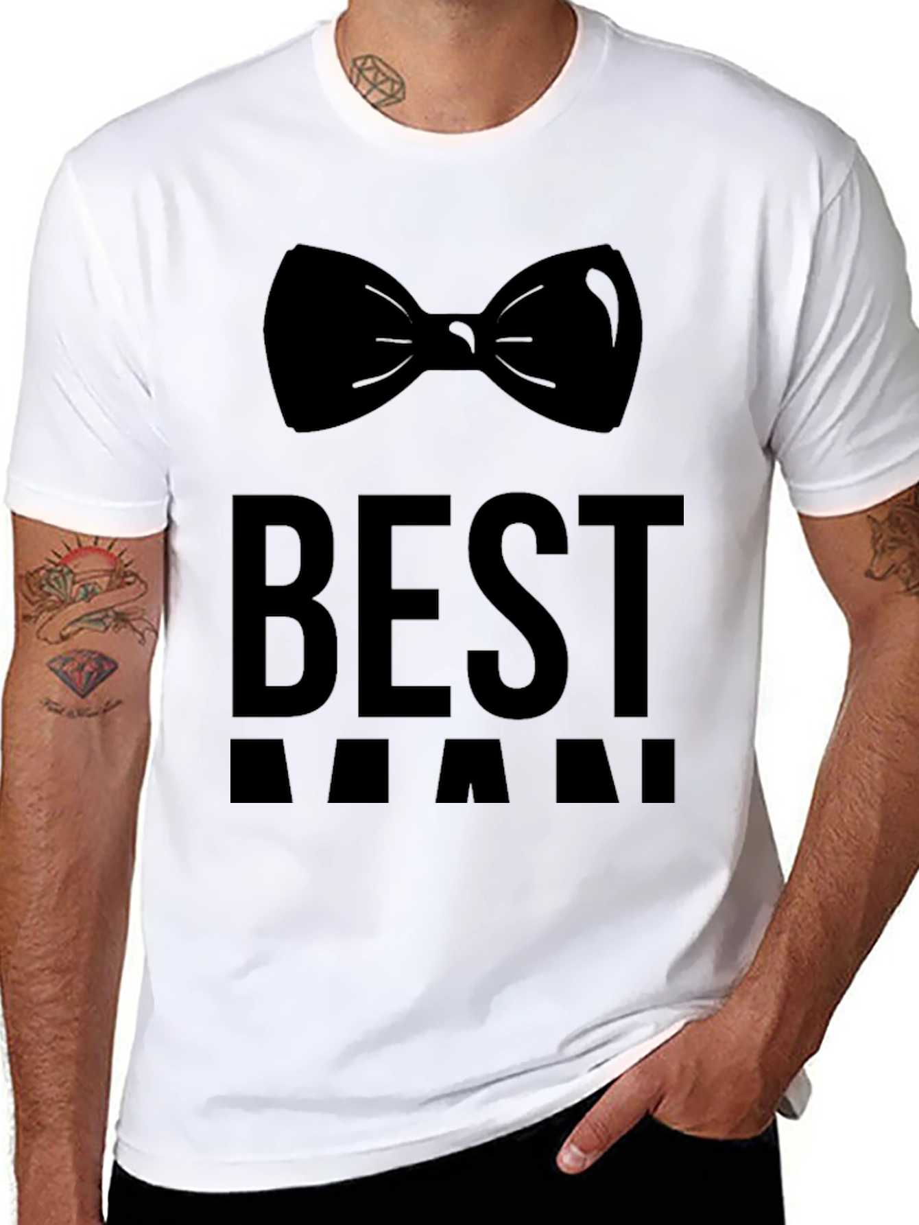 Best Man Bowtie T-Shirt - Groom Wedding Party