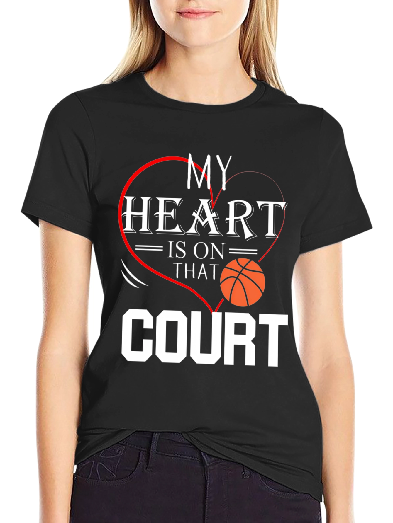 Basketball Heartbeat Graphic T-Shirt