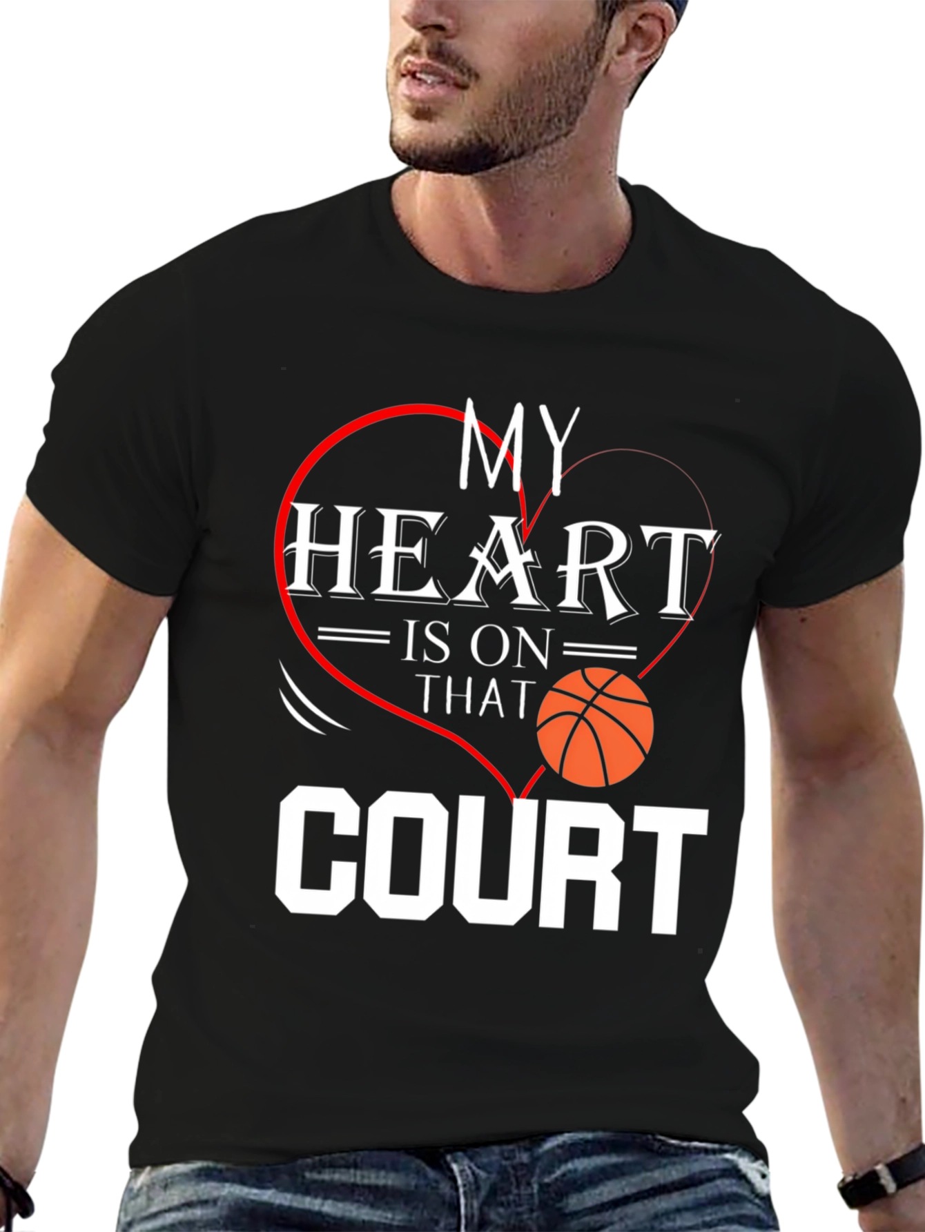 Basketball Heartbeat Graphic T-Shirt