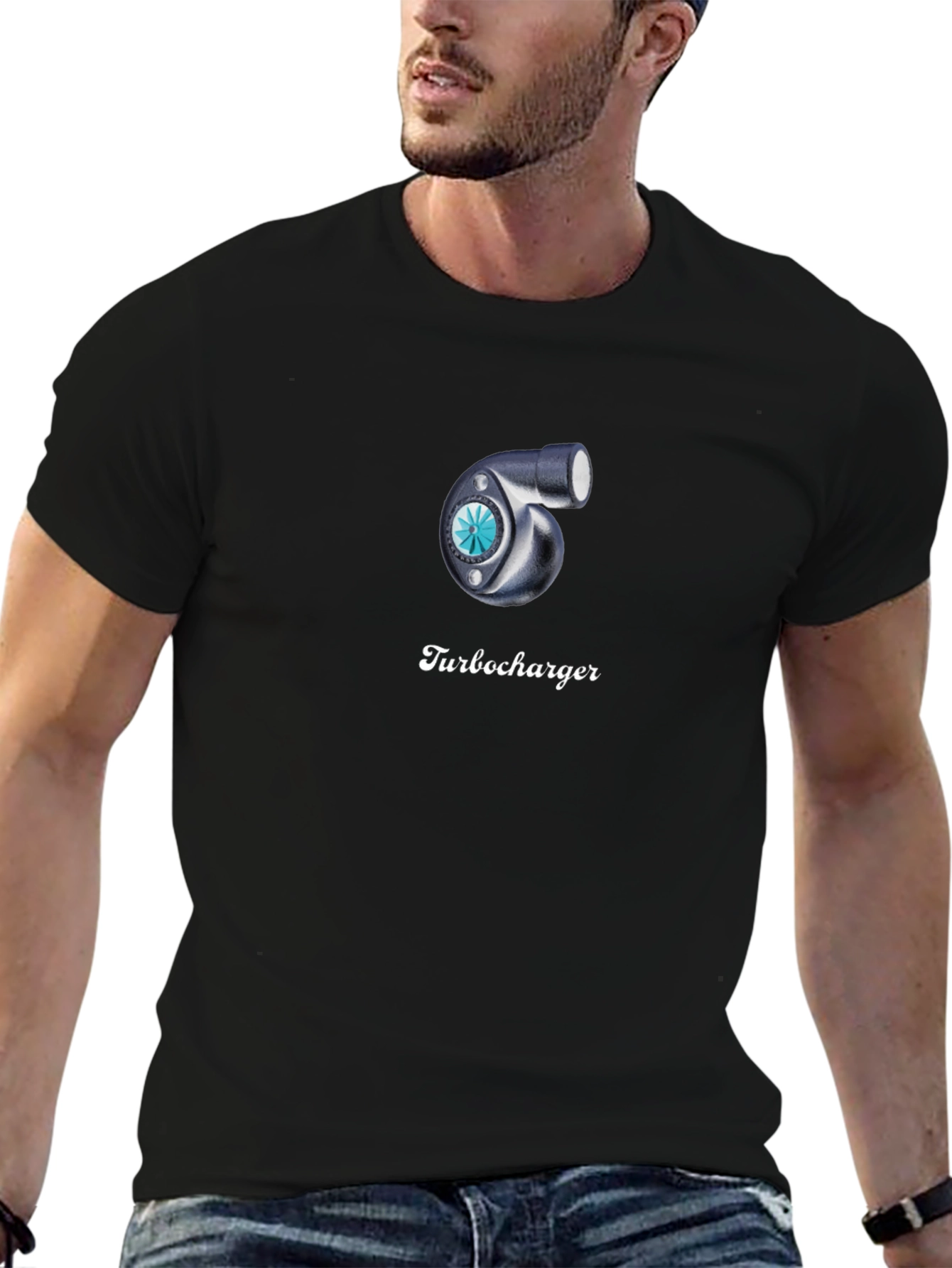 Turbocharger Graphic Tee - Black Cotton T-Shirt