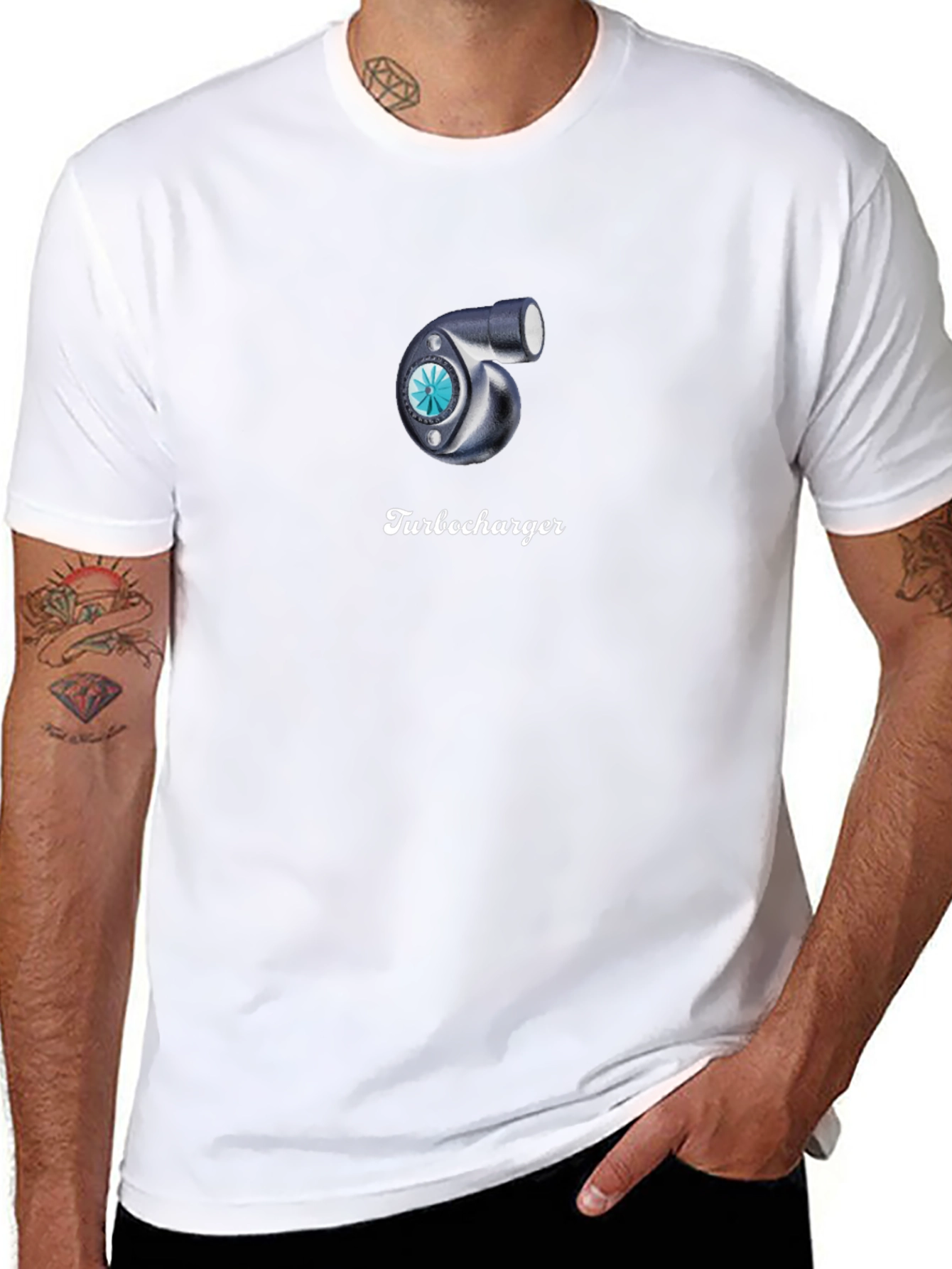 Turbocharger Graphic Tee - Black Cotton T-Shirt
