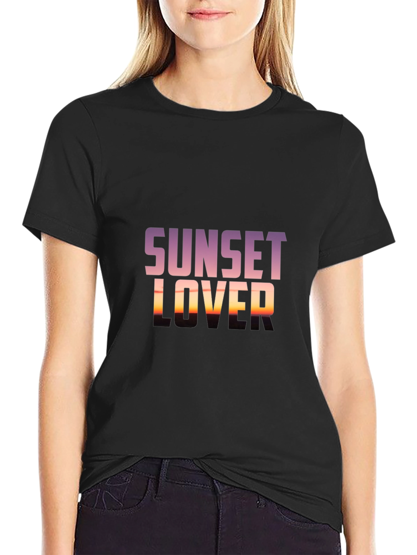 Sunset Lover Graphic Tee - Trendy Black T-Shirt