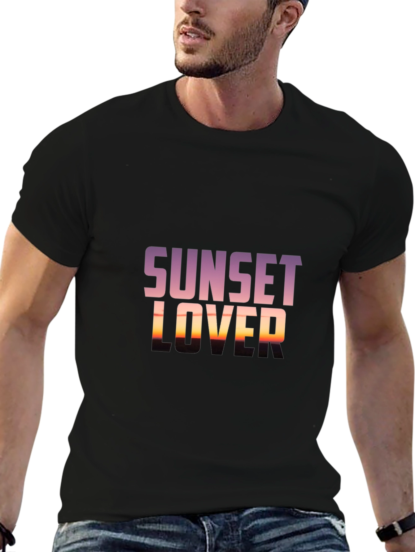 Sunset Lover Graphic Tee - Trendy Black T-Shirt
