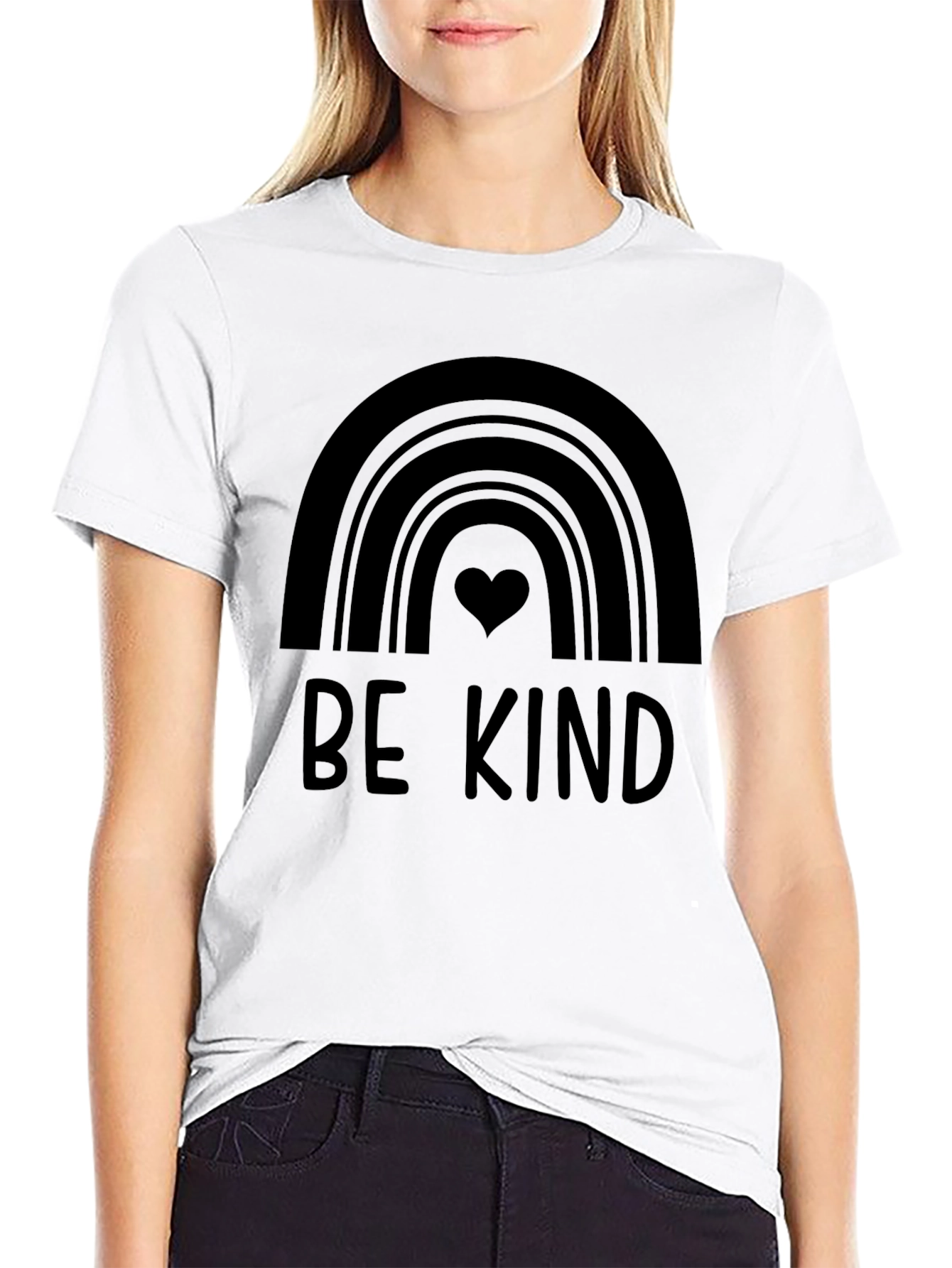 Be Kind Rainbow Graphic Tee - Black
