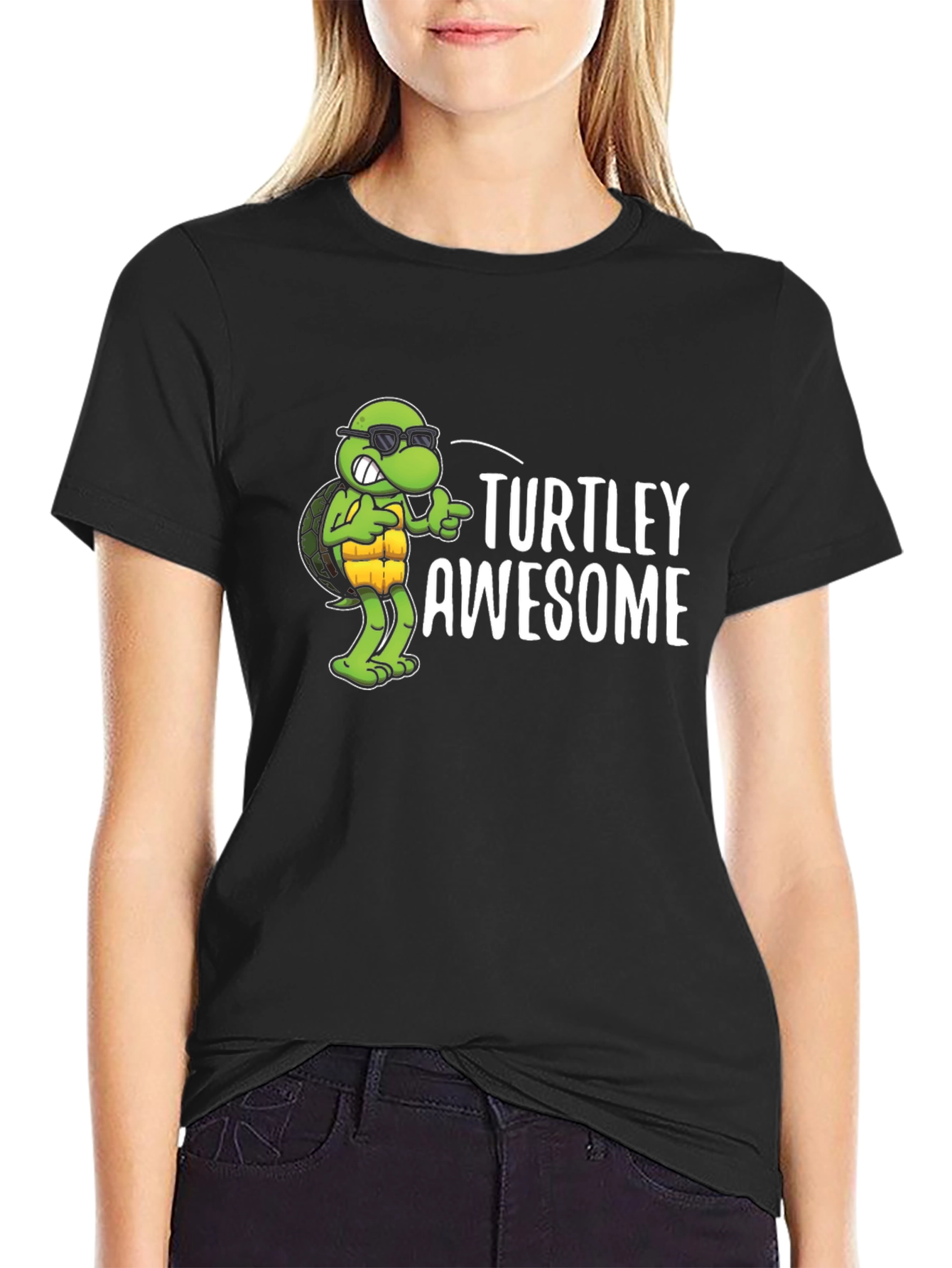Turtley Awesome Black Graphic Tee