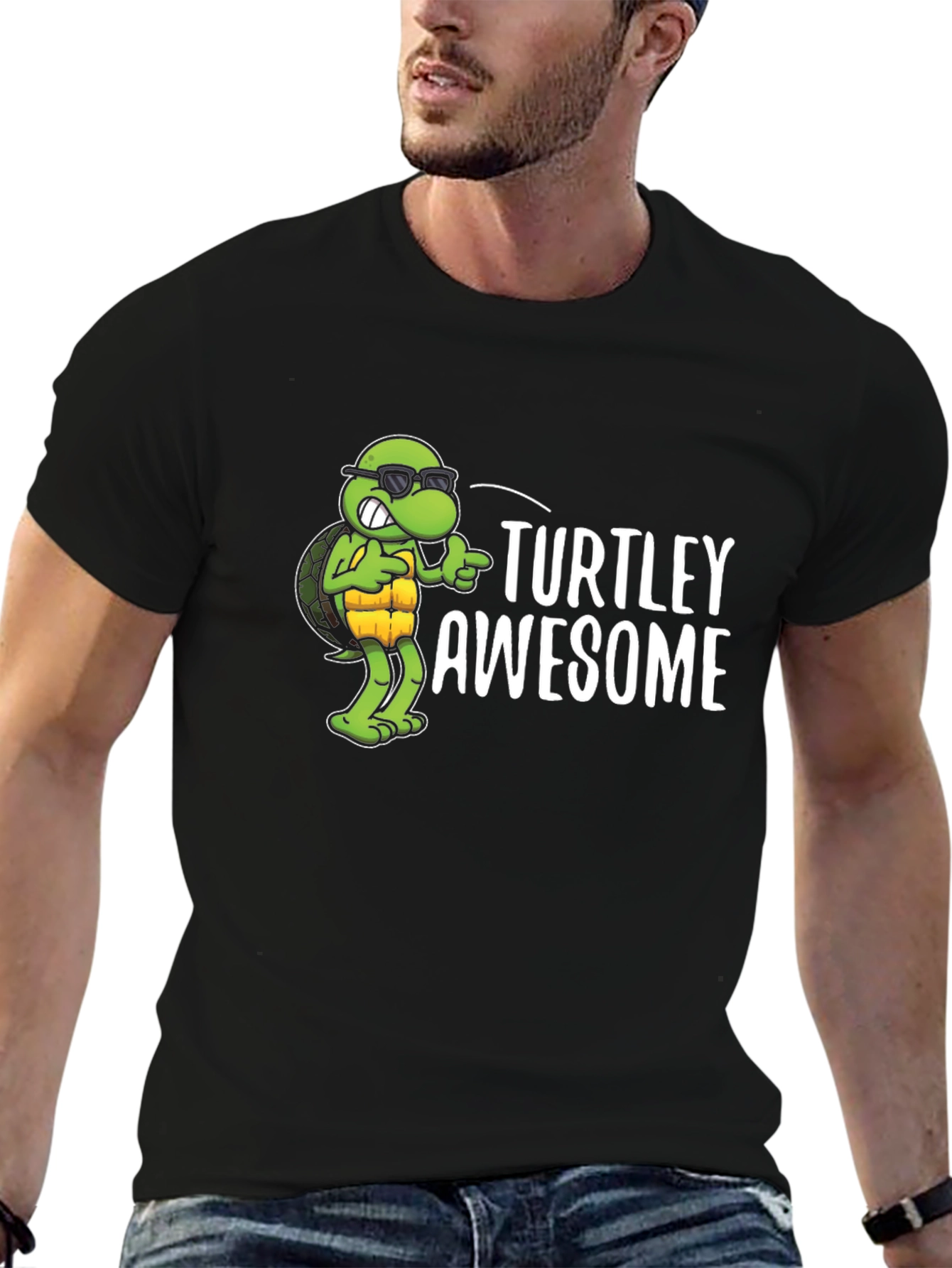 Turtley Awesome Black Graphic Tee