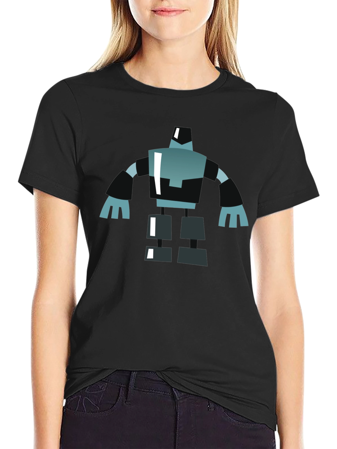 Geometric Robot Graphic Tee - Modern Casual Style