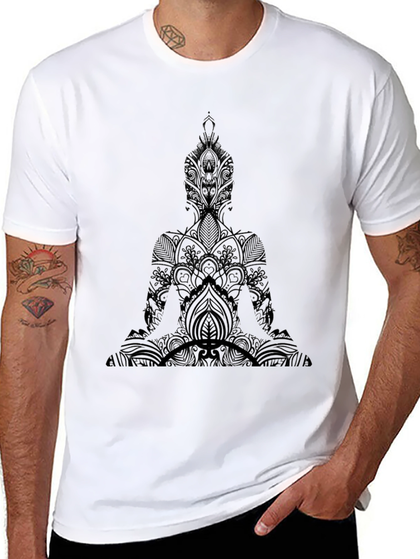Mens Black Graphic Buddha T-Shirt