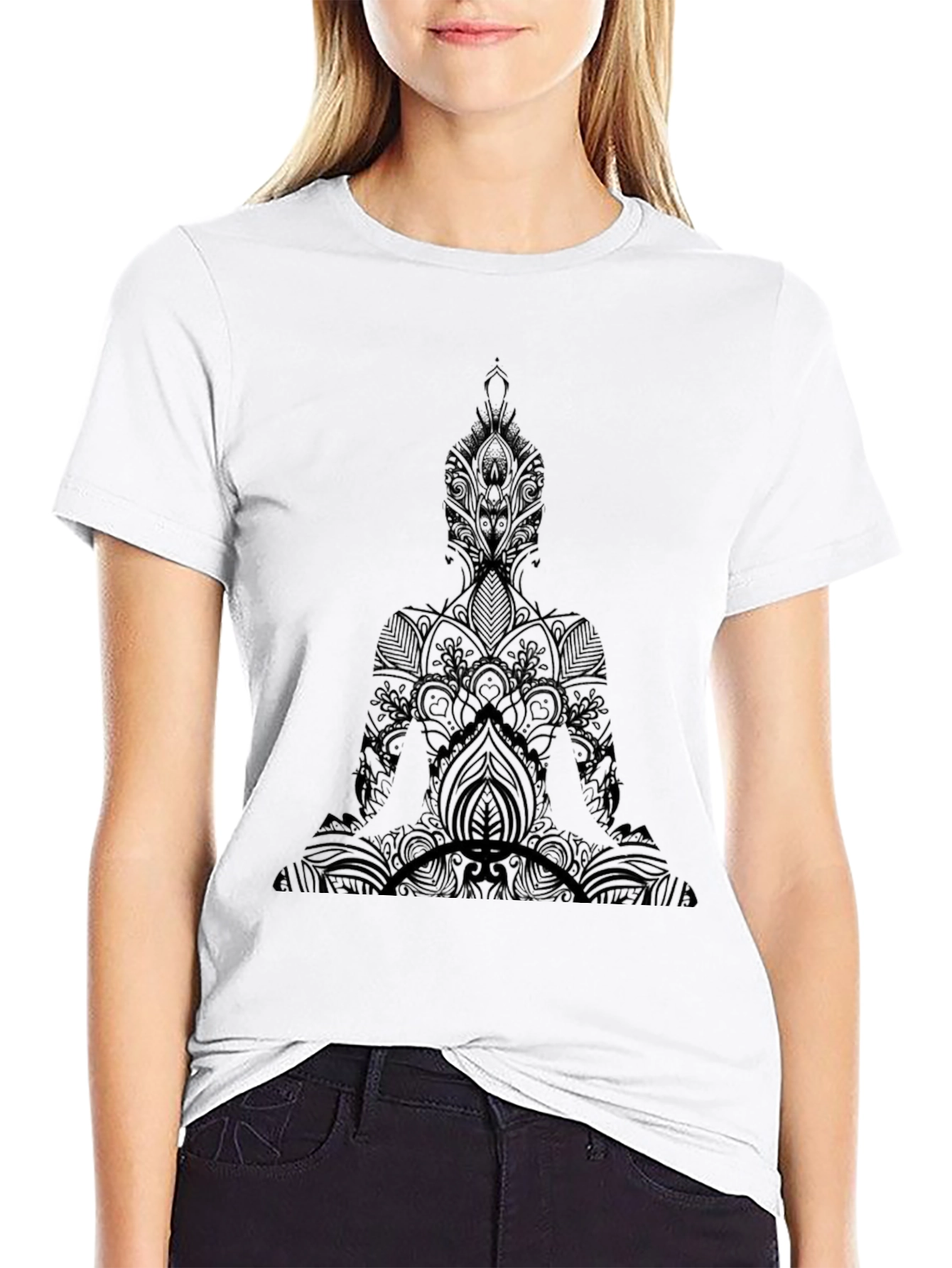 Mens Black Graphic Buddha T-Shirt