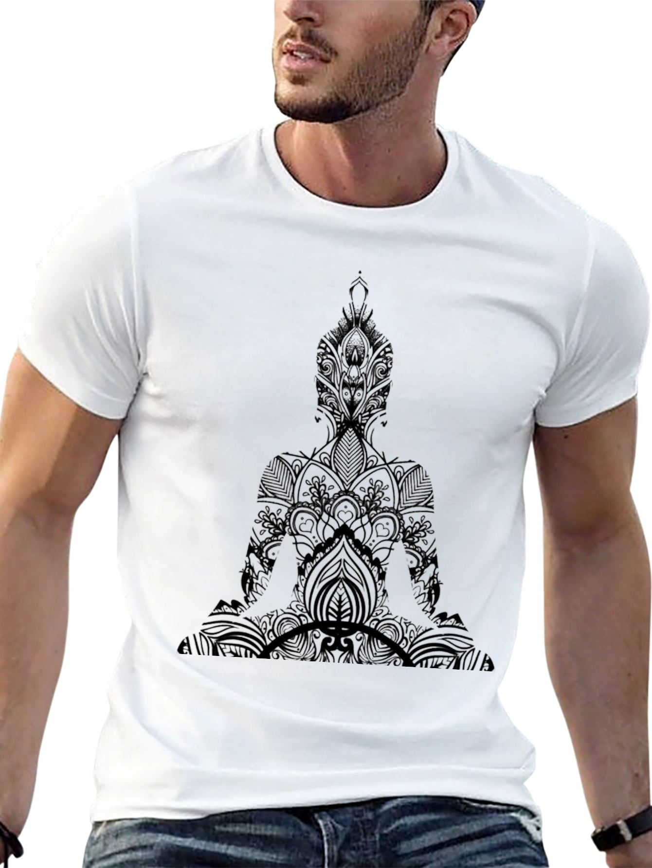 Mens Black Graphic Buddha T-Shirt